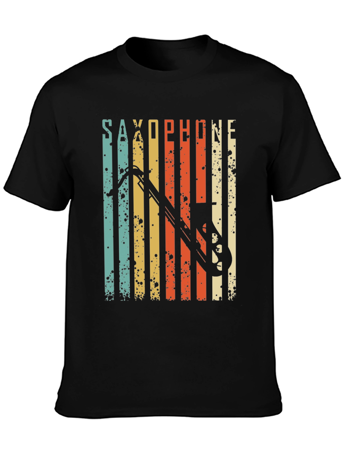 Black Vintage Saxophone T-Shirt - Retro Music Lover Tee view 3