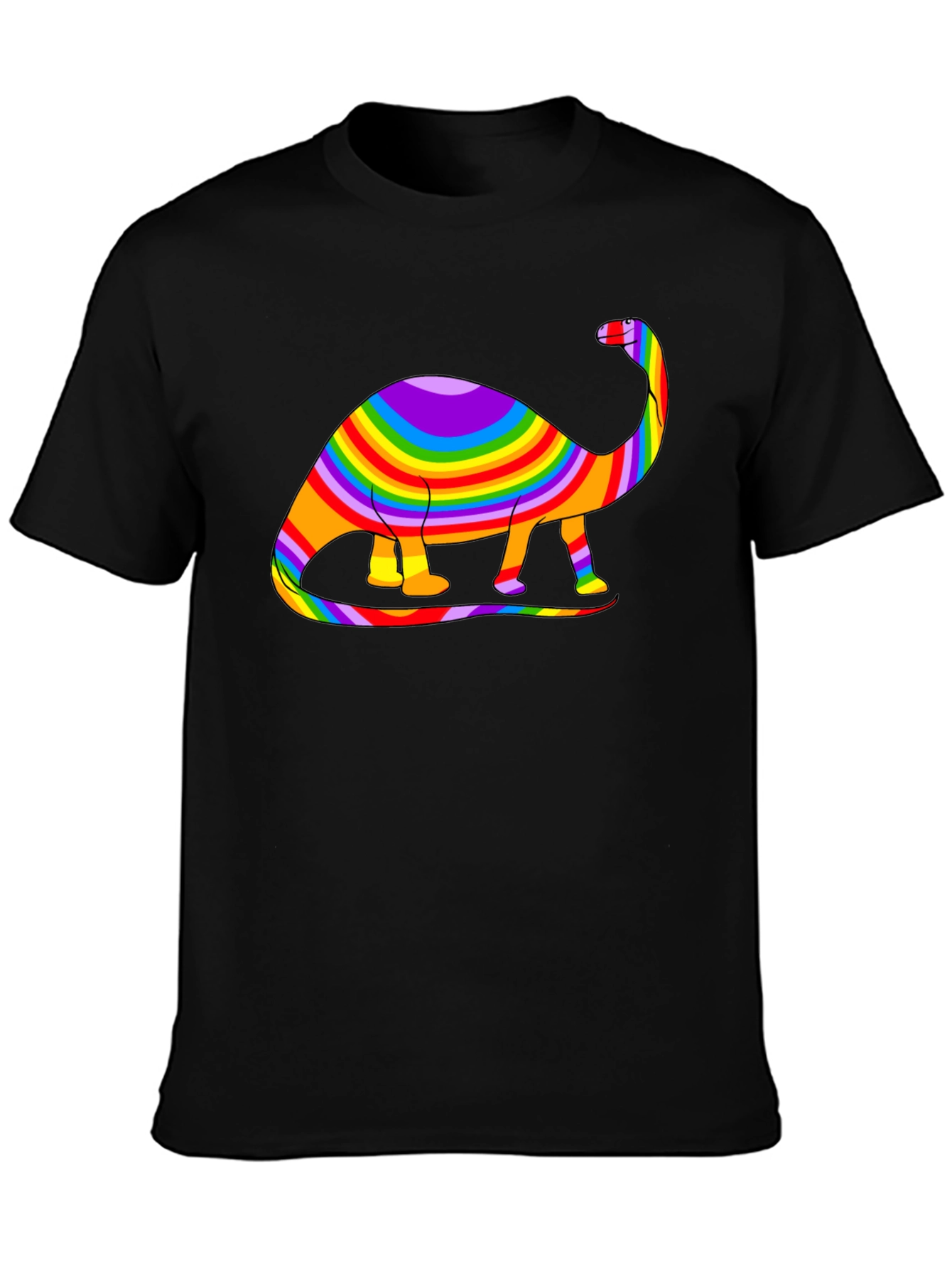 Black Rainbow Dinosaur Graphic Tee - Black Cotton Blend view 3