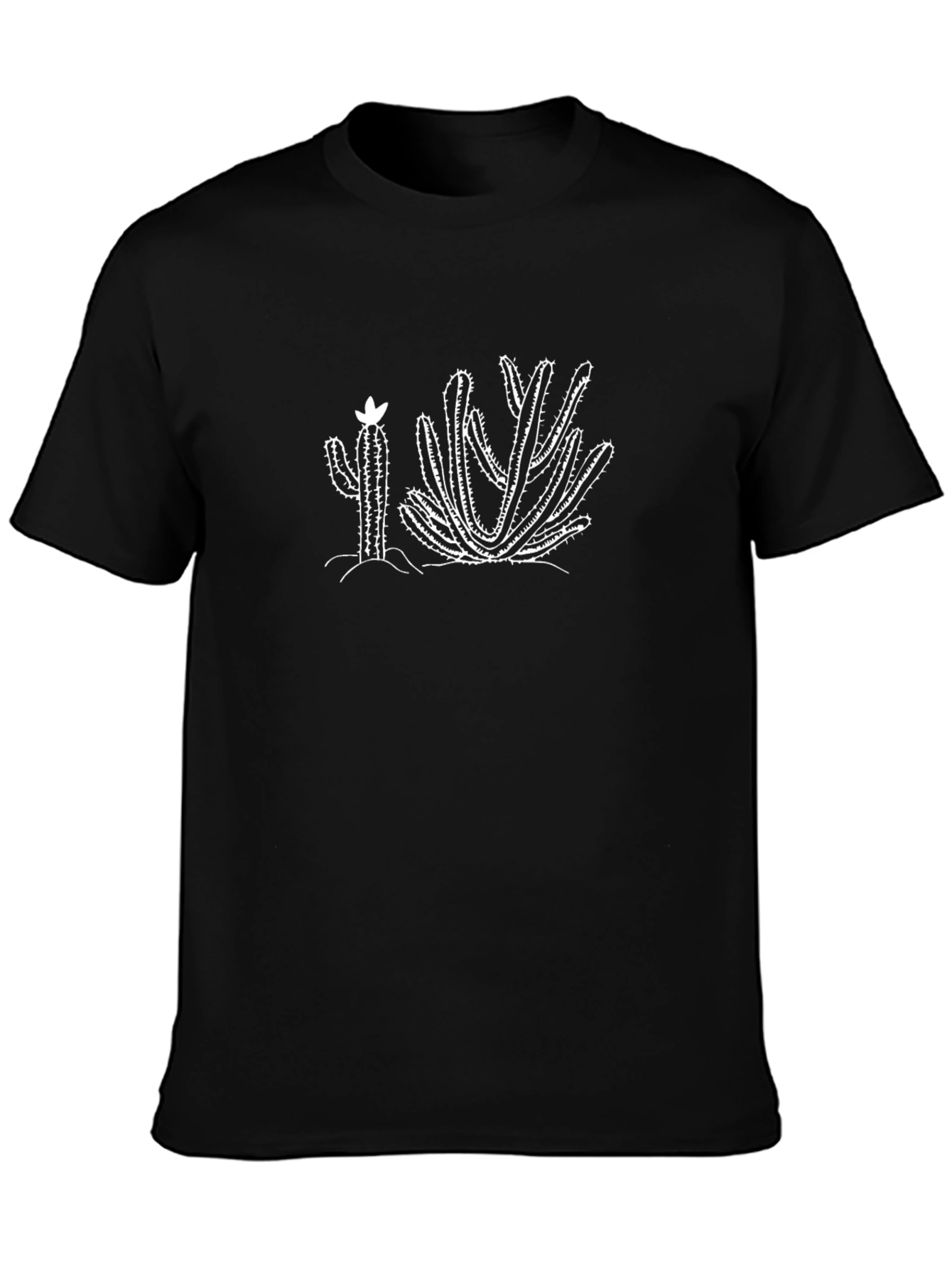 Black Cactus Graphic Tee - Black Cotton T-Shirt view 3