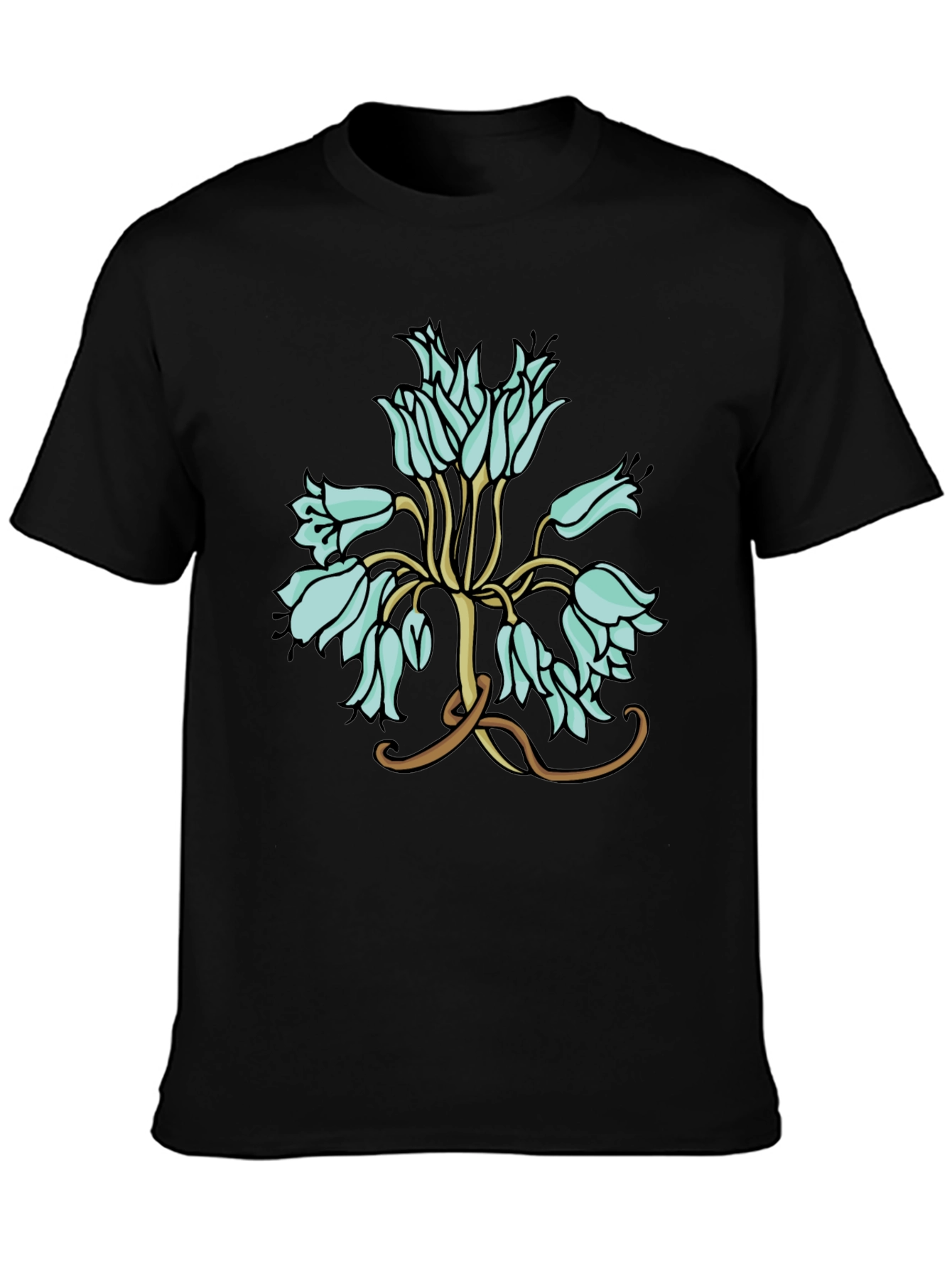 Black Floral T-Shirt - Artistic Flower Design view 3