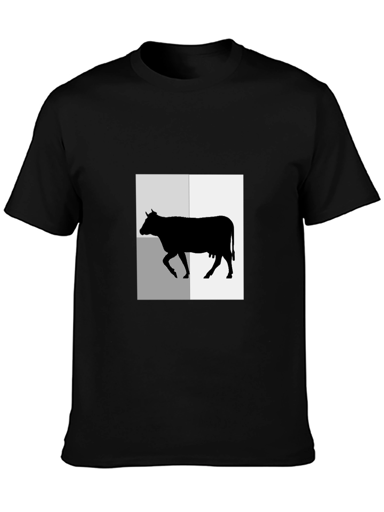 Black Black T-Shirt with Cow Graphic Tee view 3