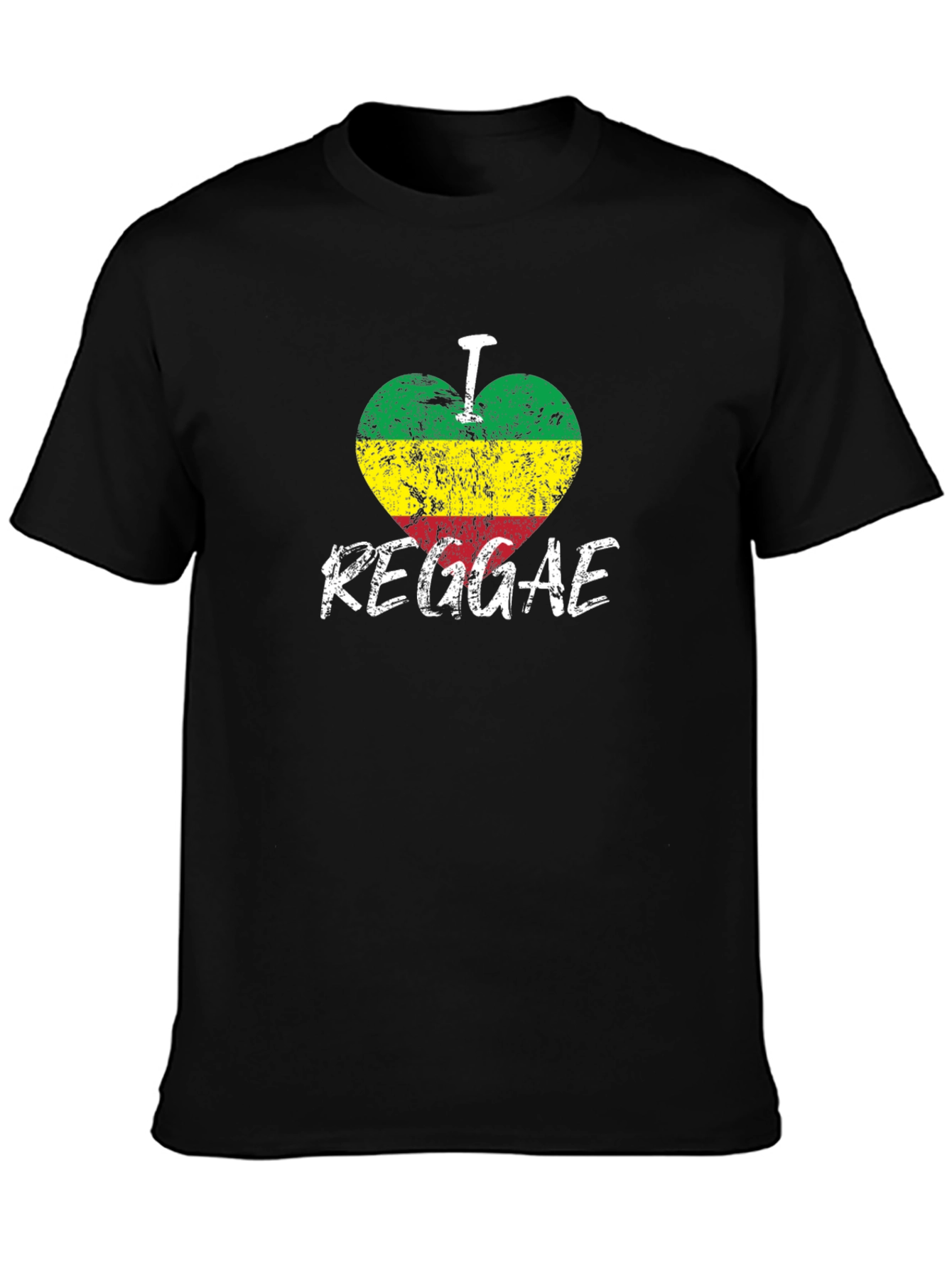 Black I Love Reggae Black T-Shirt - Rastafarian Colors view 3