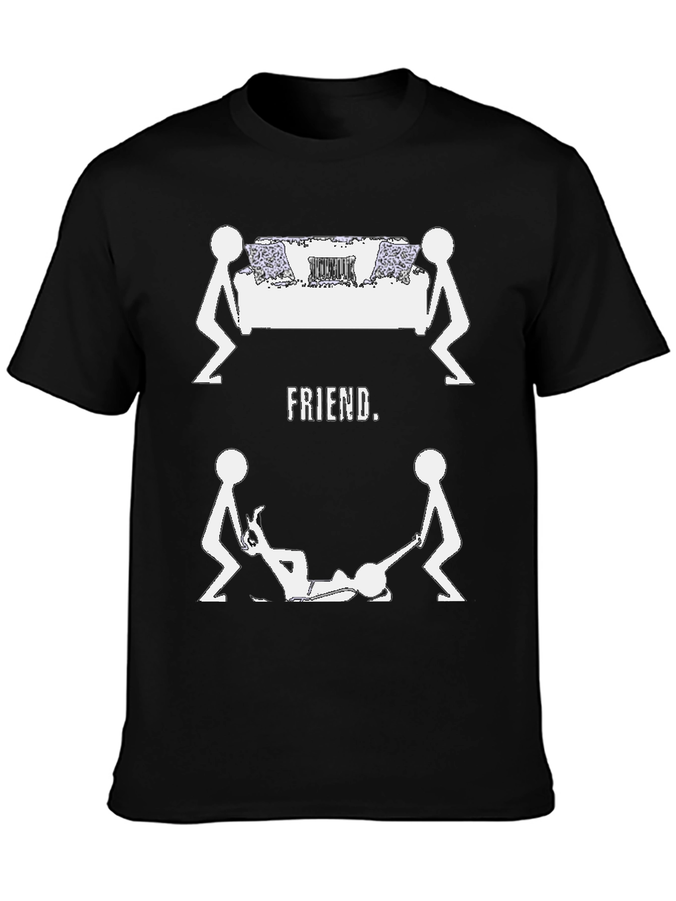 Black Funny FRIEND. Graphic Tee - Black Cotton view 3