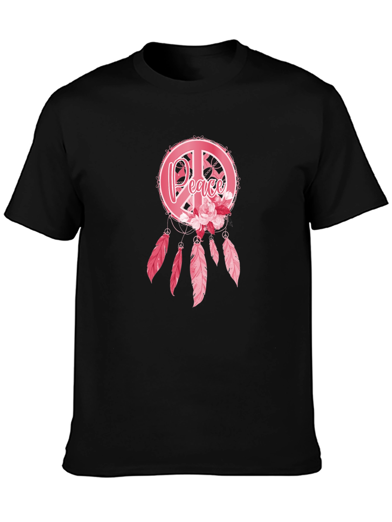 Black Peace Dreamcatcher Graphic T-Shirt - Black view 3