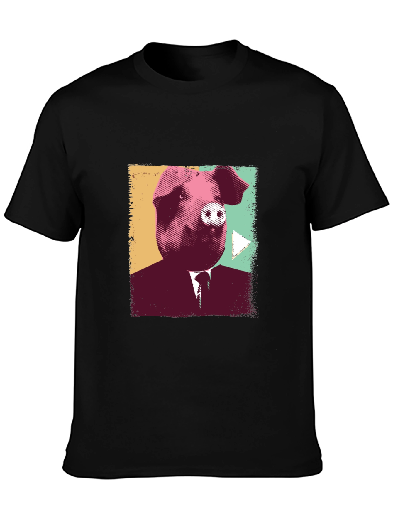 Black Pig Boss T-Shirt - Black Crew Neck Tee view 3