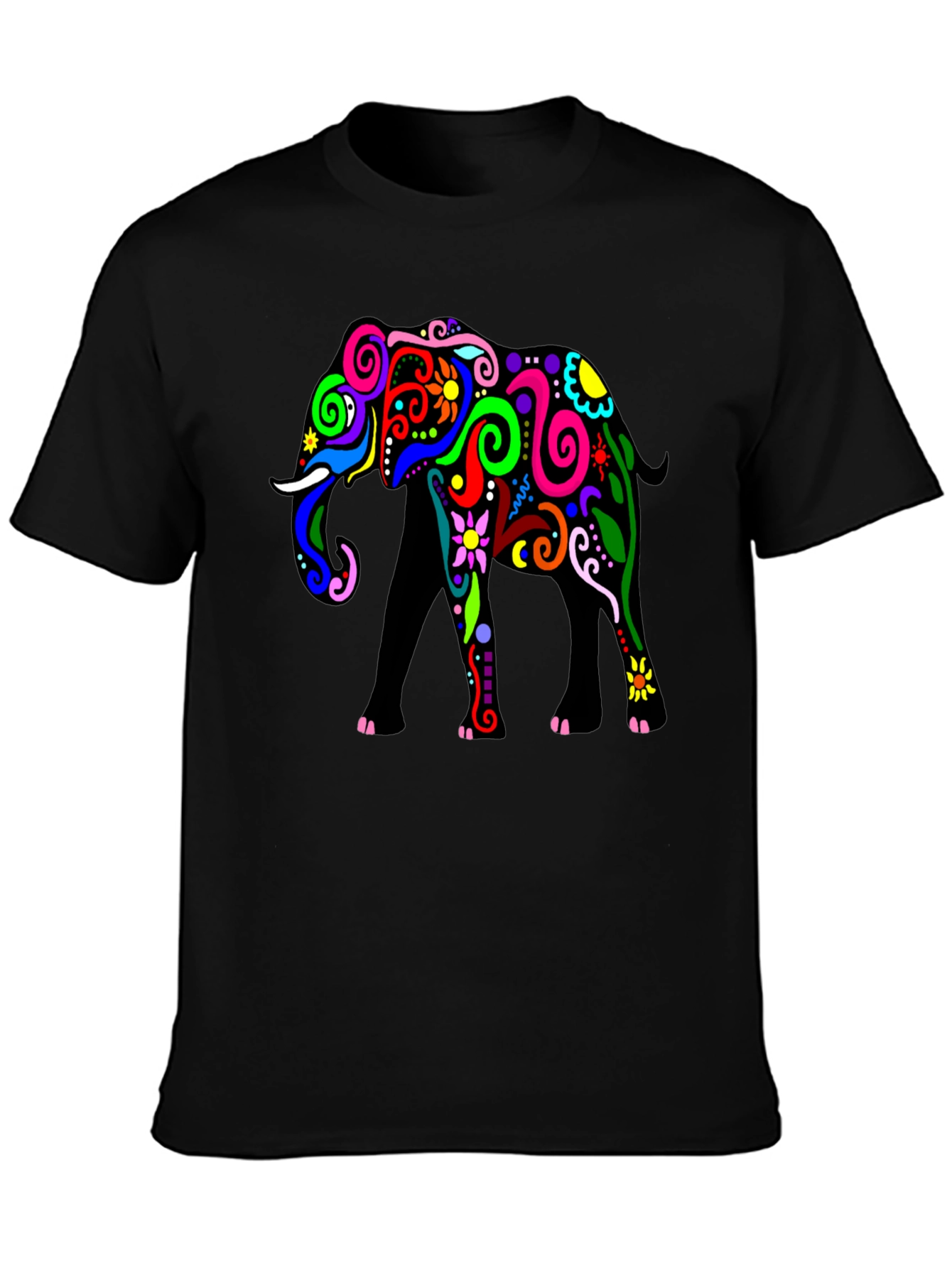 Black Elephant Graphic Tee - Black Cotton T-Shirt view 3