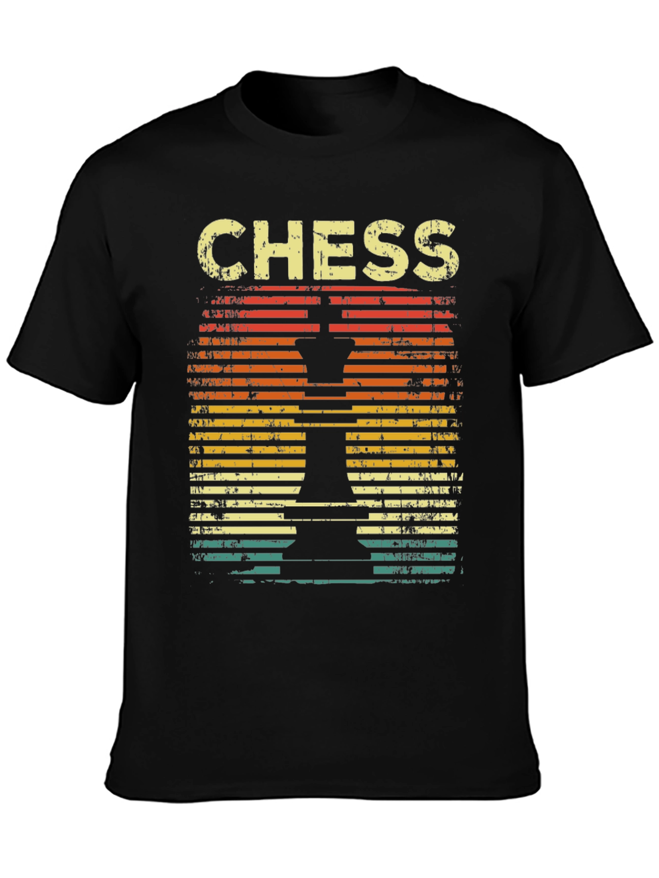 Black Vintage Chess T-Shirt - Retro Chess Piece Design view 3