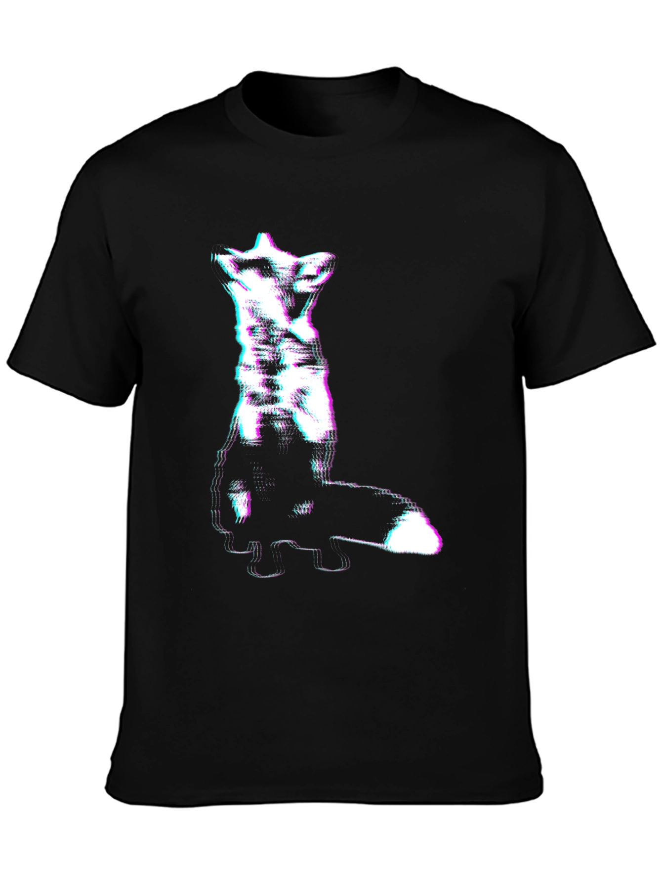 Black Abstract Glitch Fox Tee - Trendy Graphic T-Shirt view 3