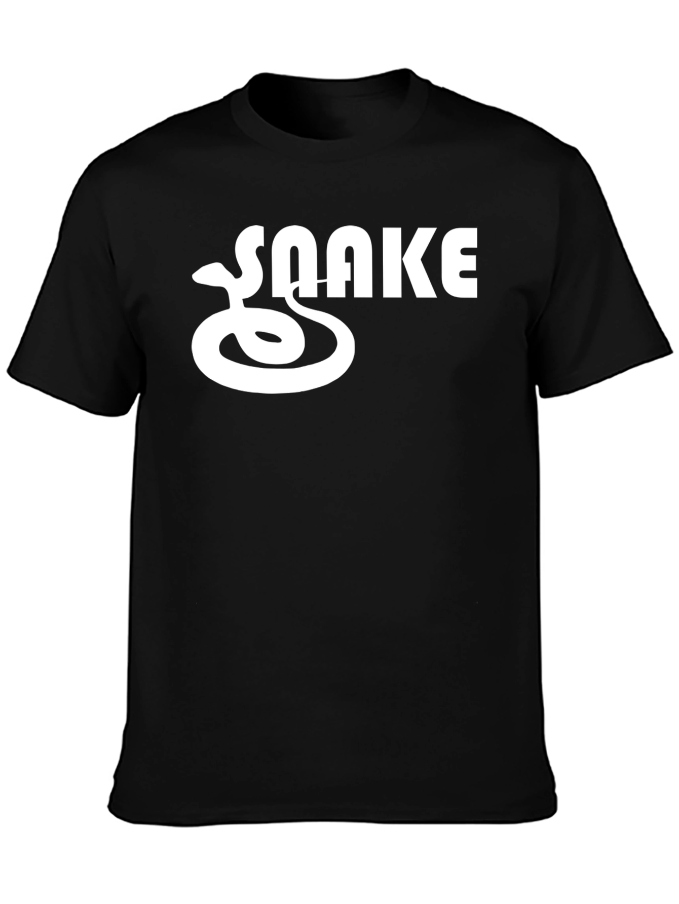 Black Cool SNAKE Graphic Tee - Black Crew Neck Short Sleeve T-Shirt view 3