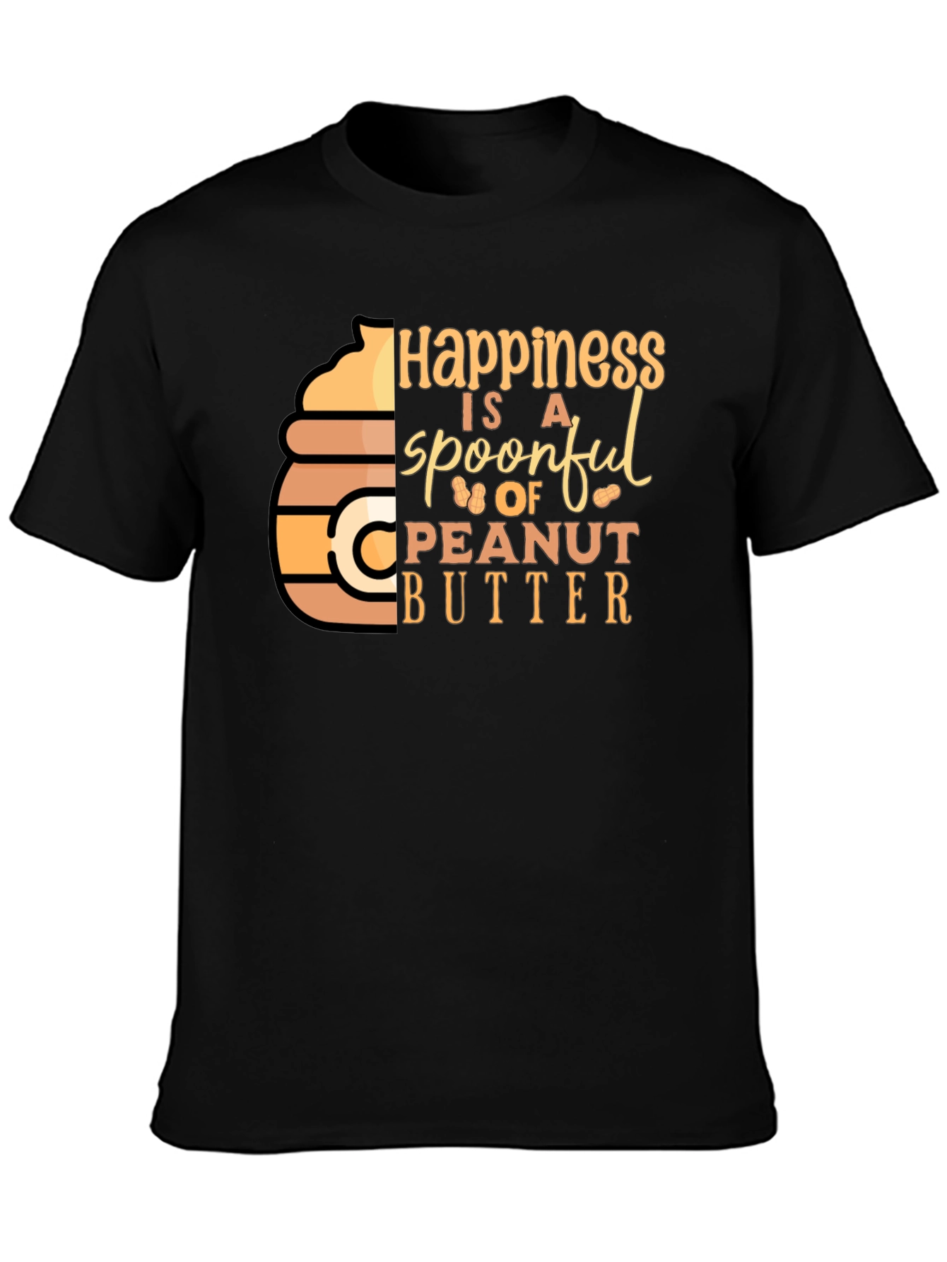 Black Happiness is a Spoonful Peanut Butter T-Shirt view 3