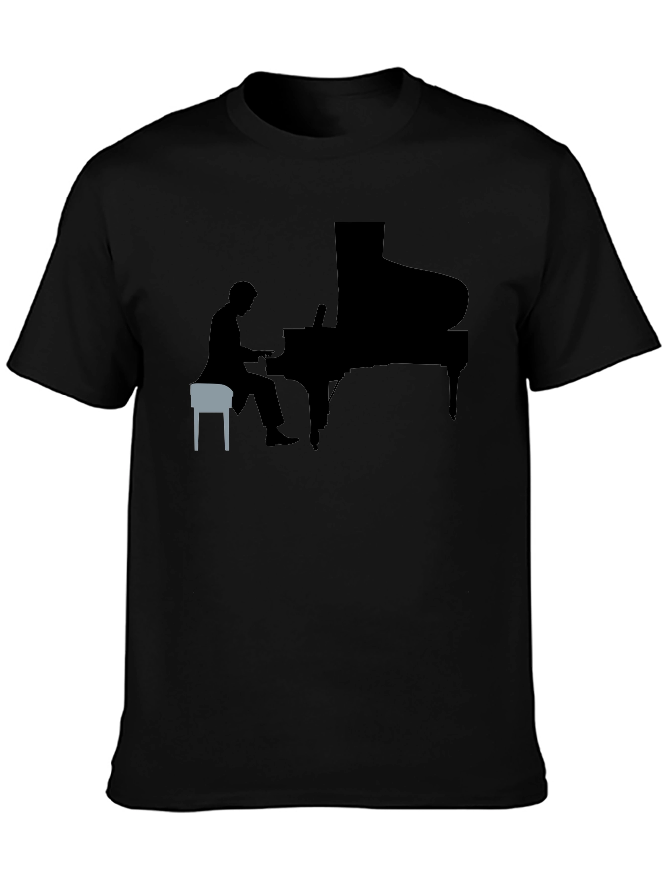 Black Piano Player Graphic Tee view 3