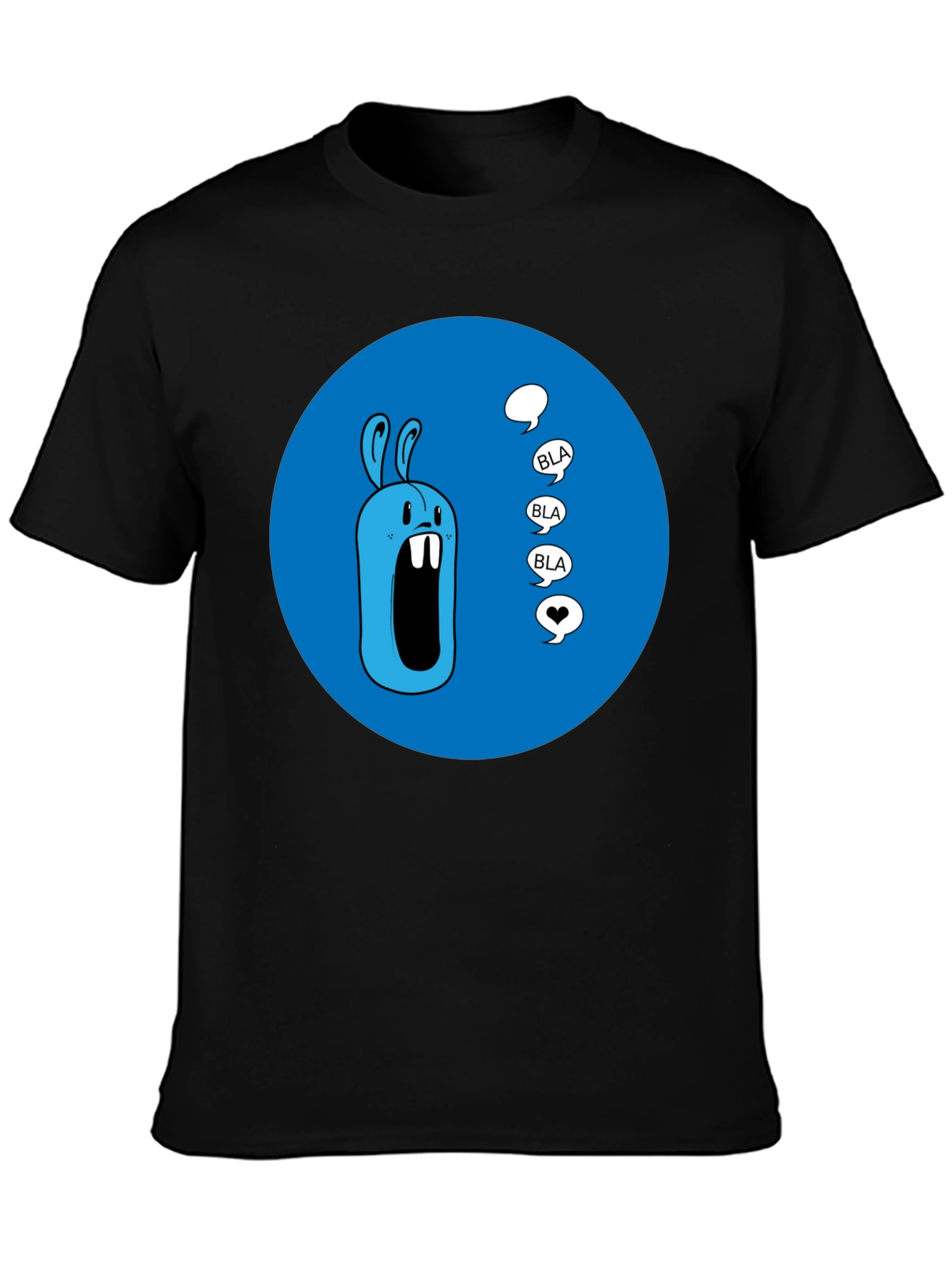 Black Blue Cartoon Rabbit T-Shirt view 3