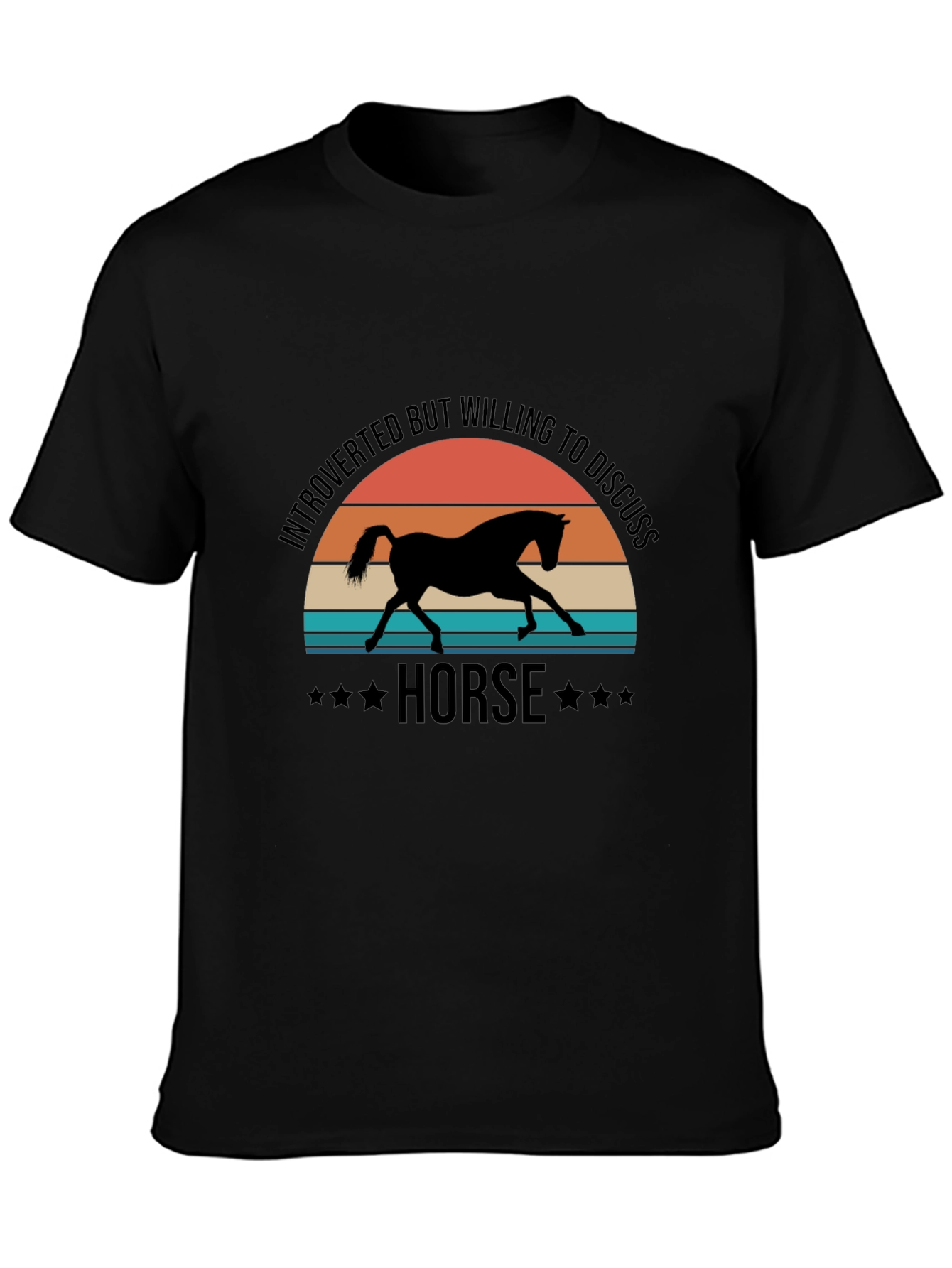 Black Introverted Horse Lover T-Shirt view 3