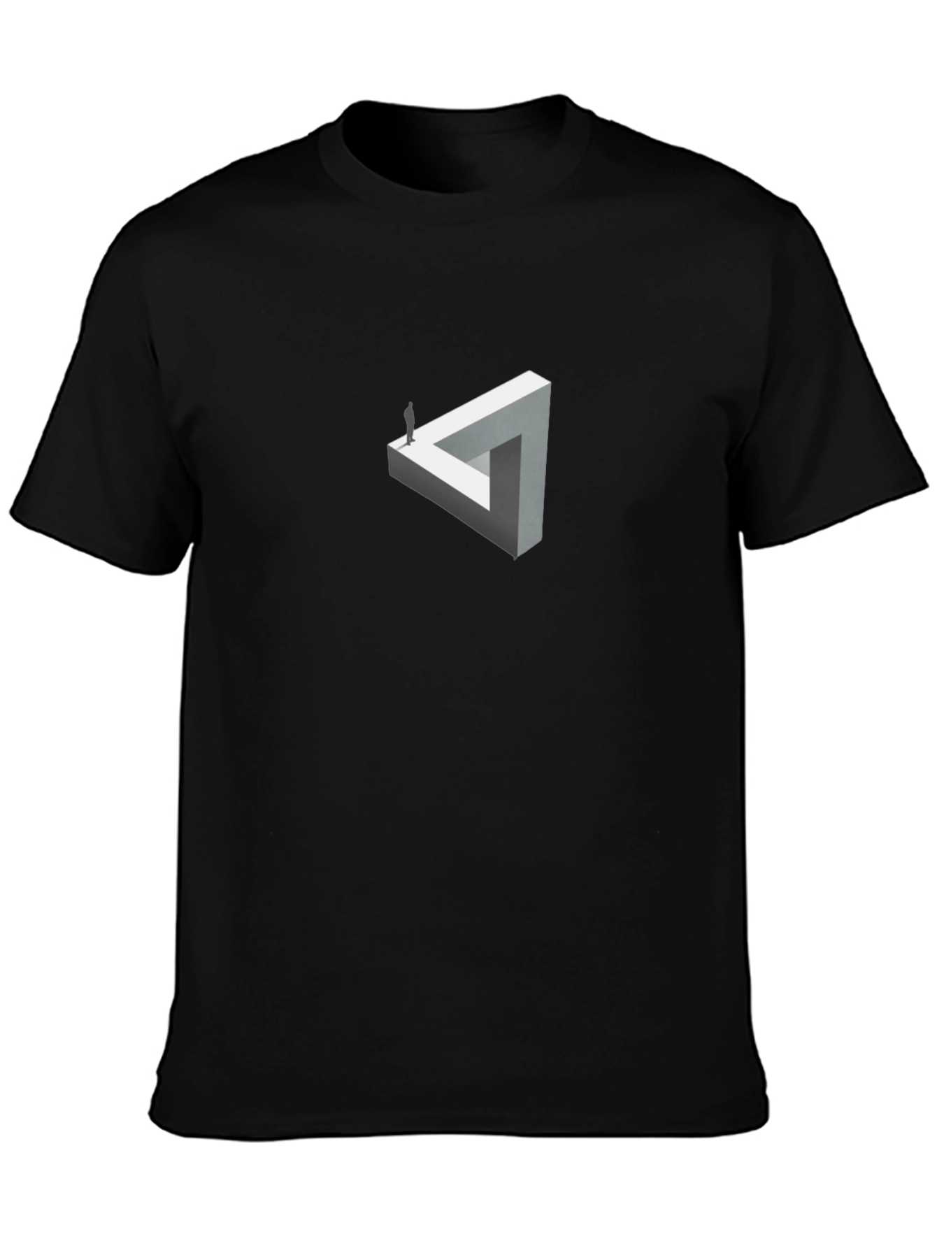 Black Impossible Triangle Graphic Tee - Black Cotton Mens Shirt view 3
