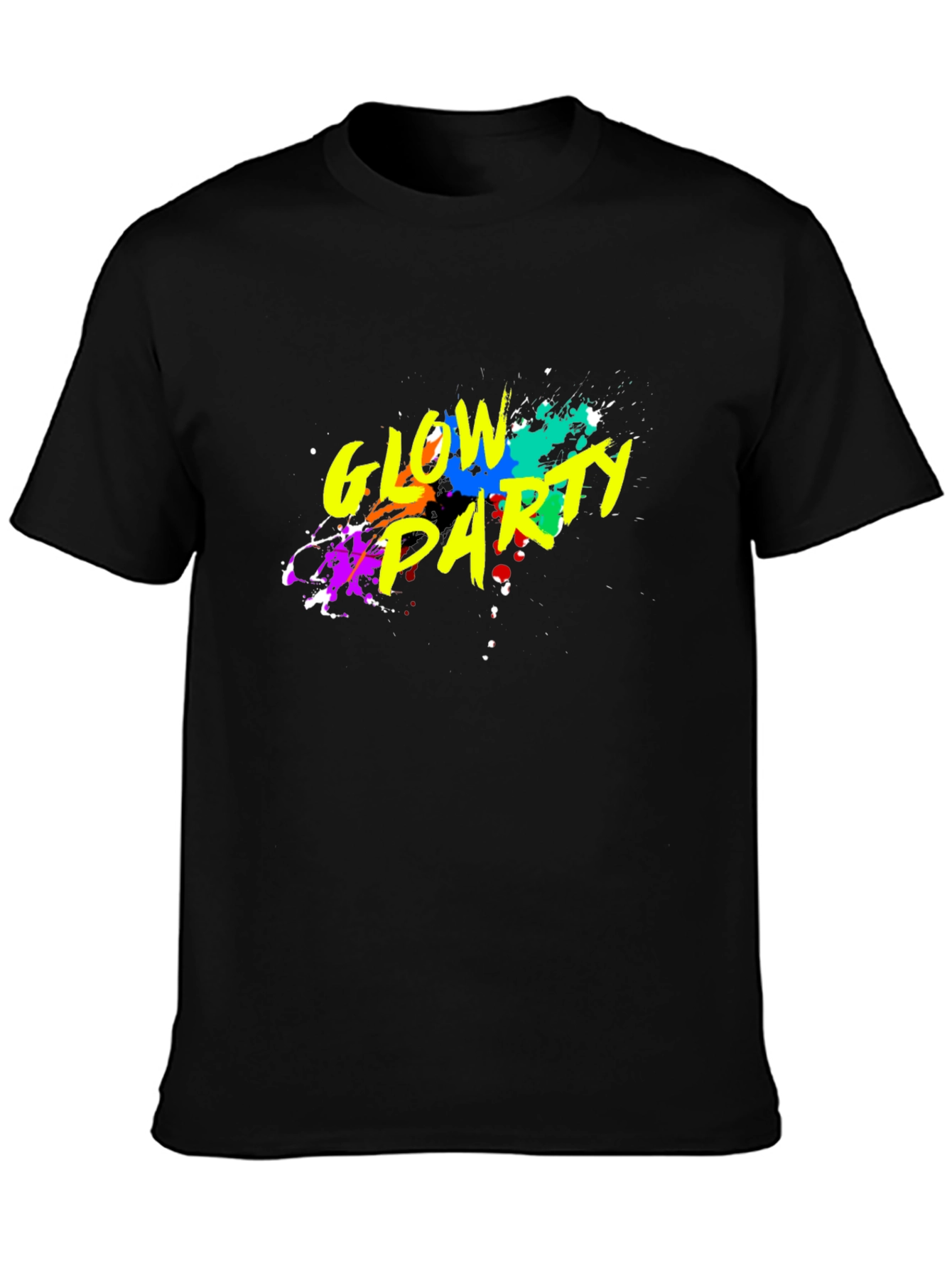 Black Glow Party Graphic T-Shirt - Black Crew Neck view 3