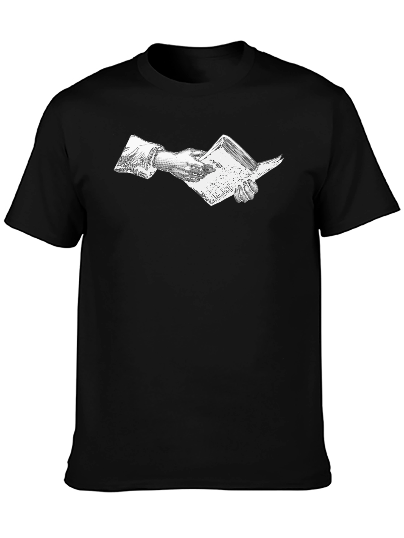 Vintage Hand Holding Book Black T-Shirt - 3