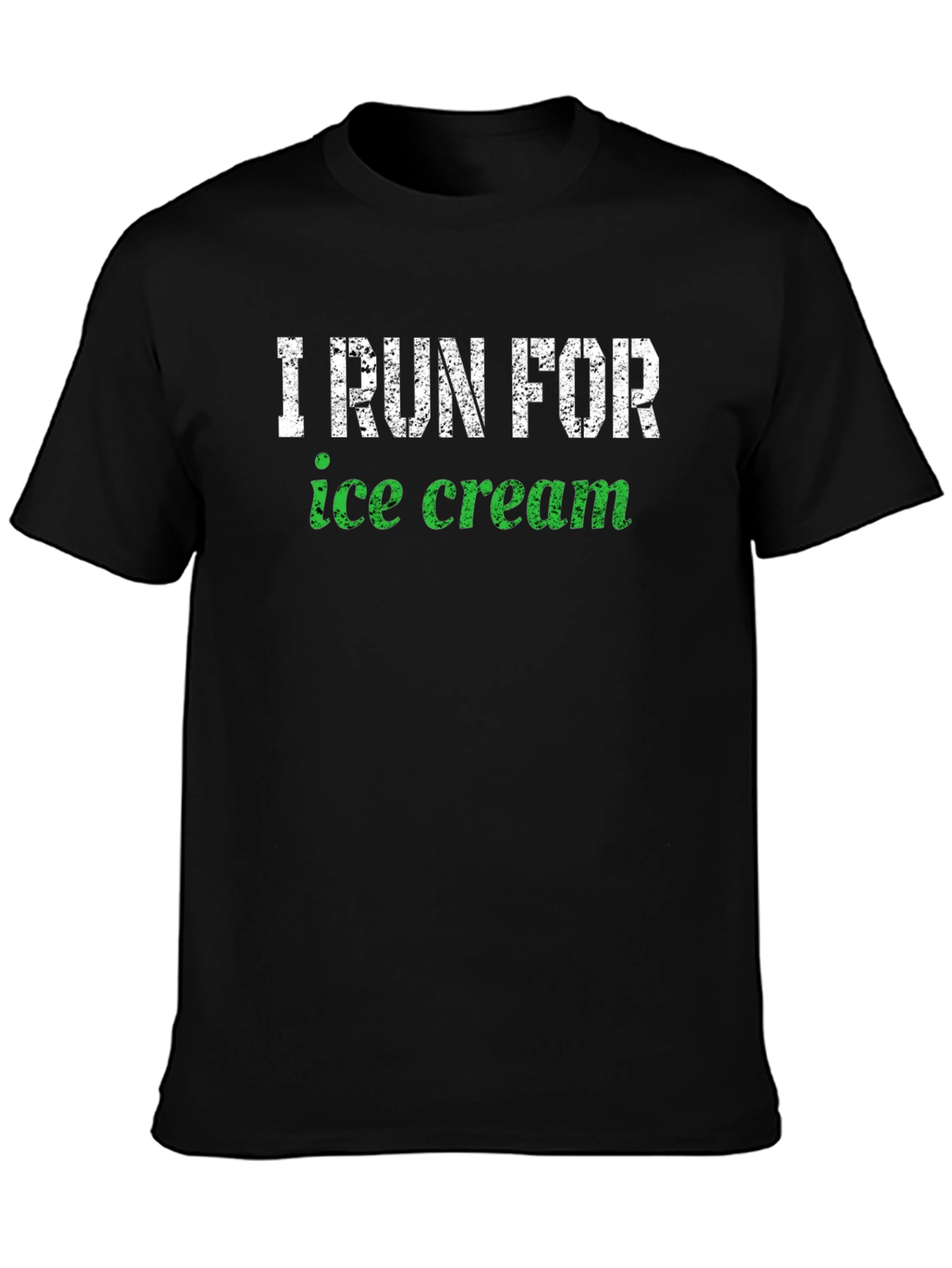 Black I Run For Ice Cream Black Cotton T-Shirt view 3