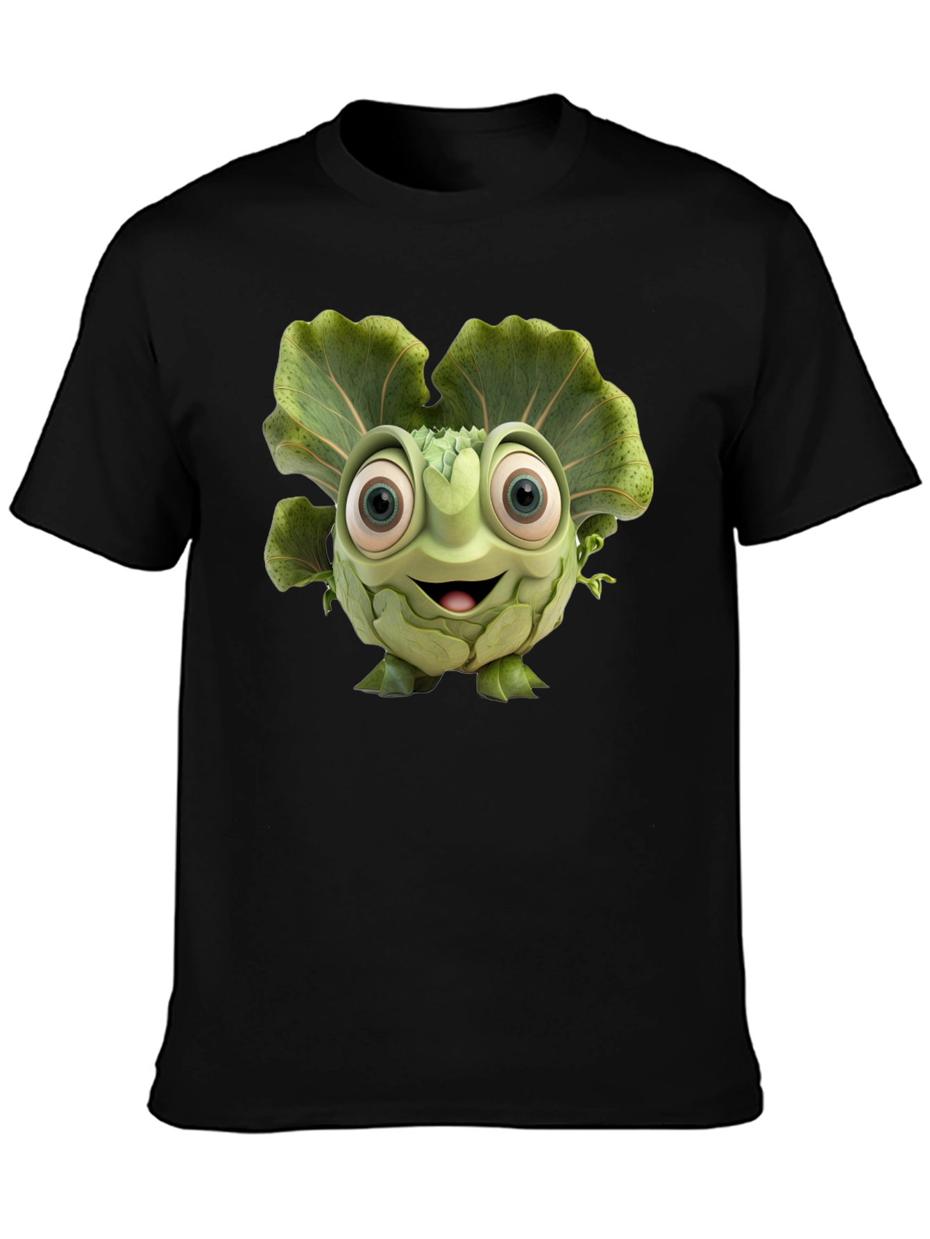 Black Artichoke Cartoon Graphic Black T-Shirt view 3