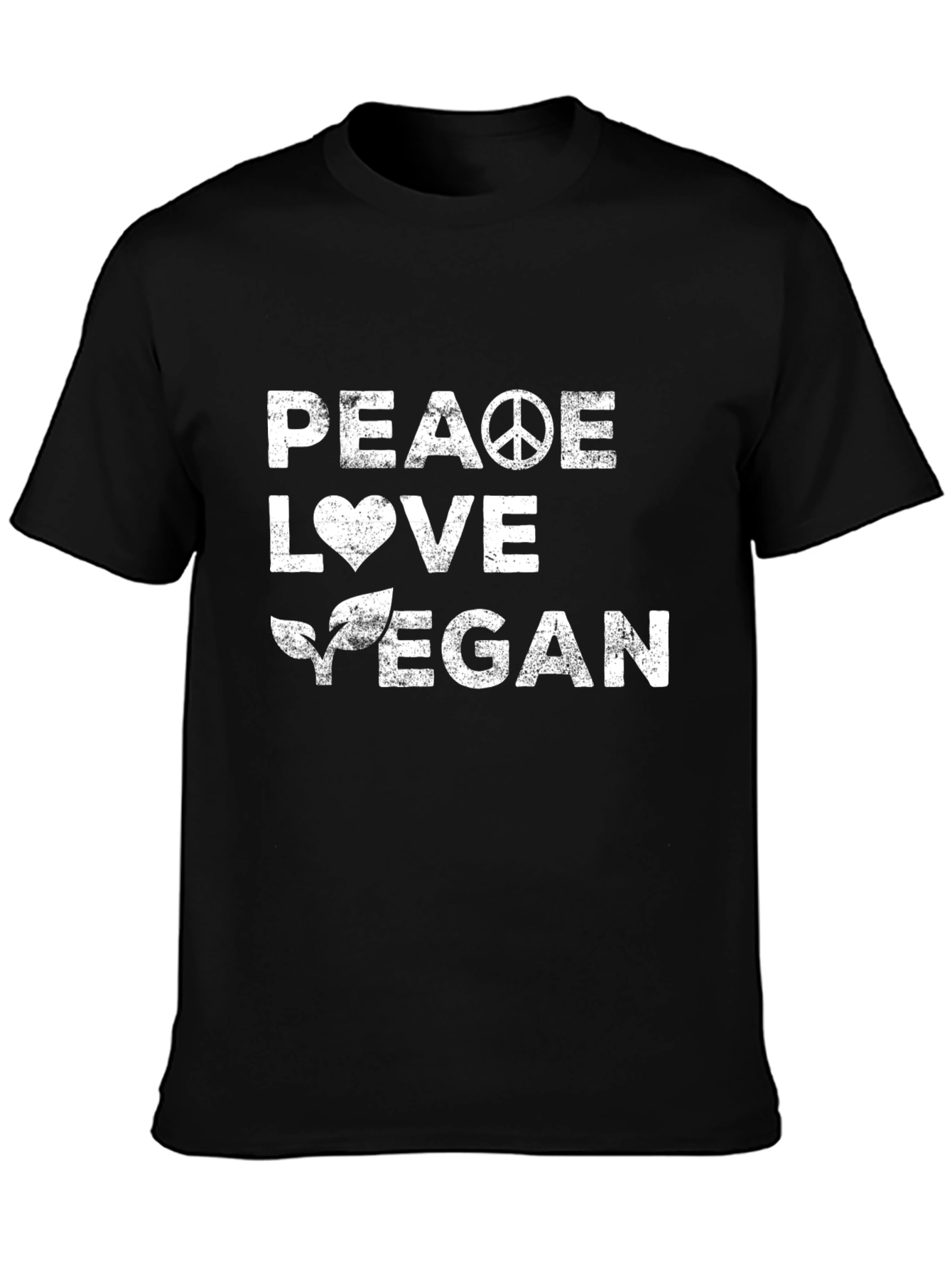 Black Peace Love Vegan T-Shirt - Unisex Black Tee view 3