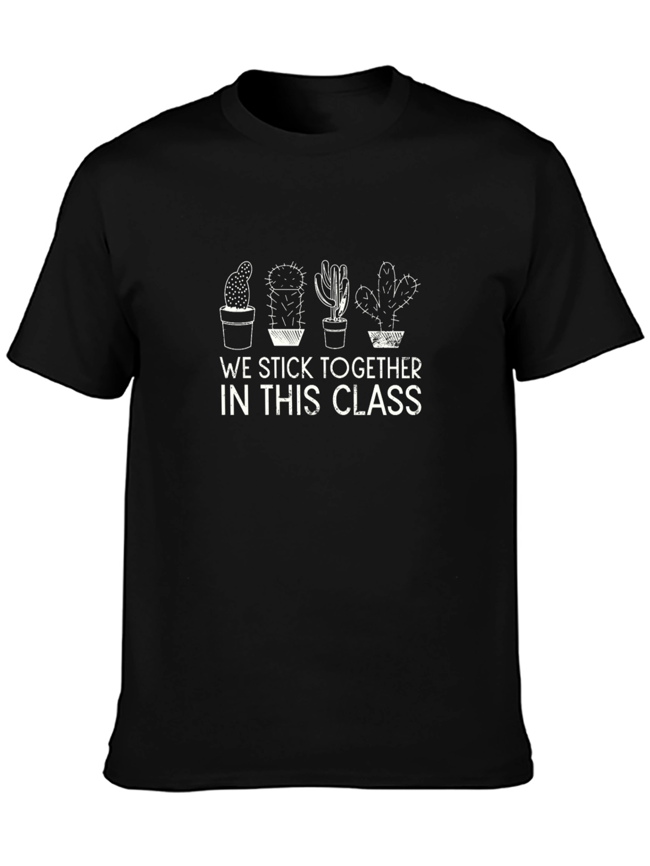 Black Cactus Graphic T-Shirt - "We Stick Together" Black Tee view 3