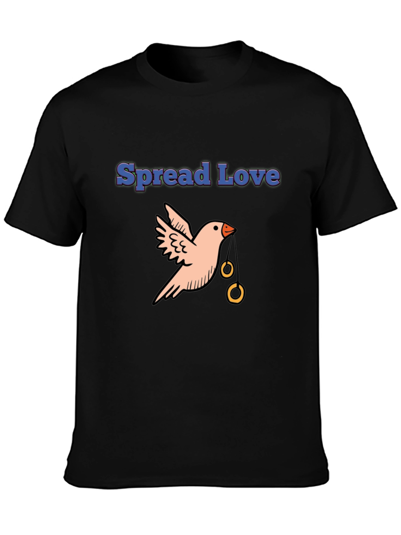 Black Spread Love Bird Graphic Tee - Black Cotton Casual view 3