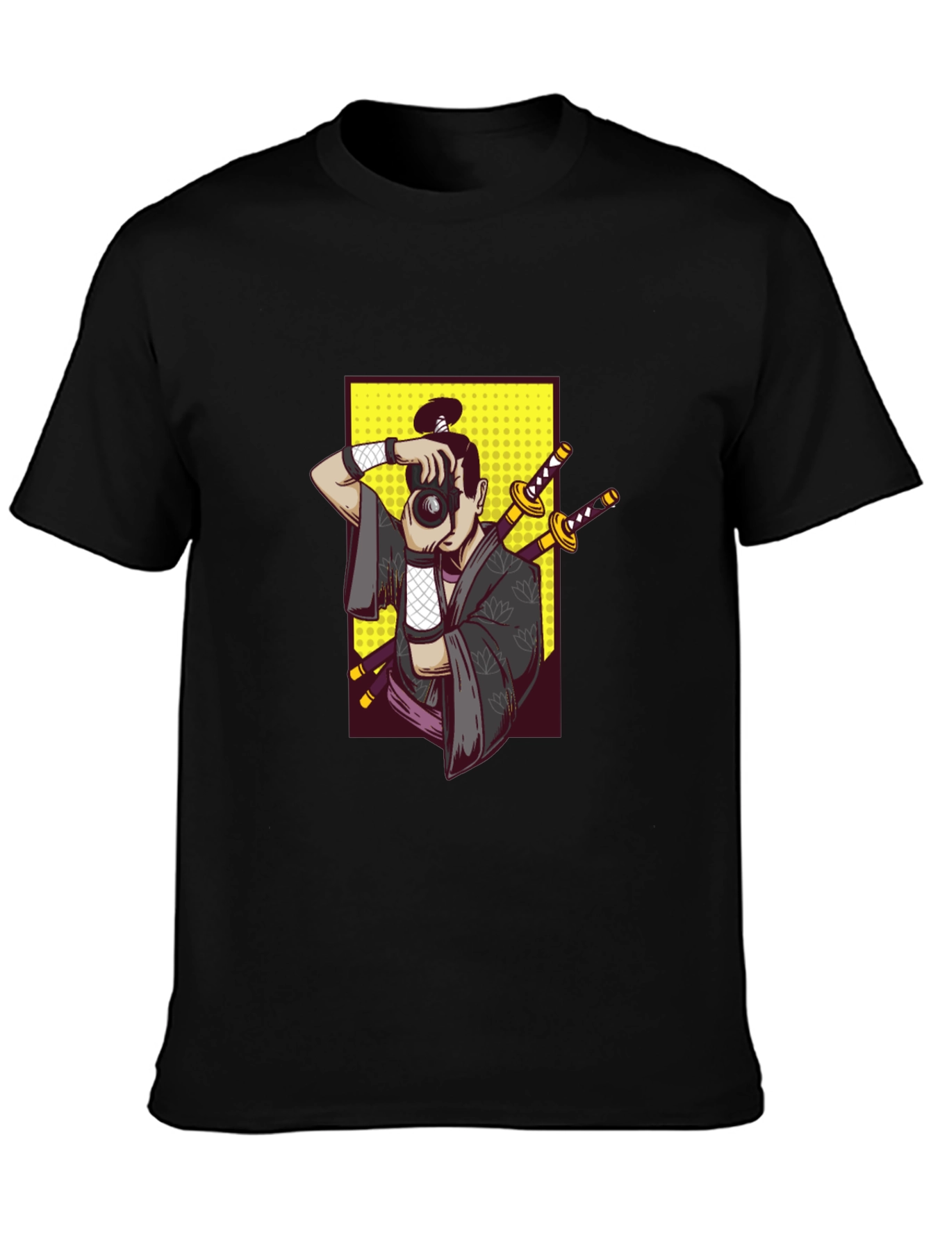 Black Samurai Photographer Graphic Tee - Unique Design view 3