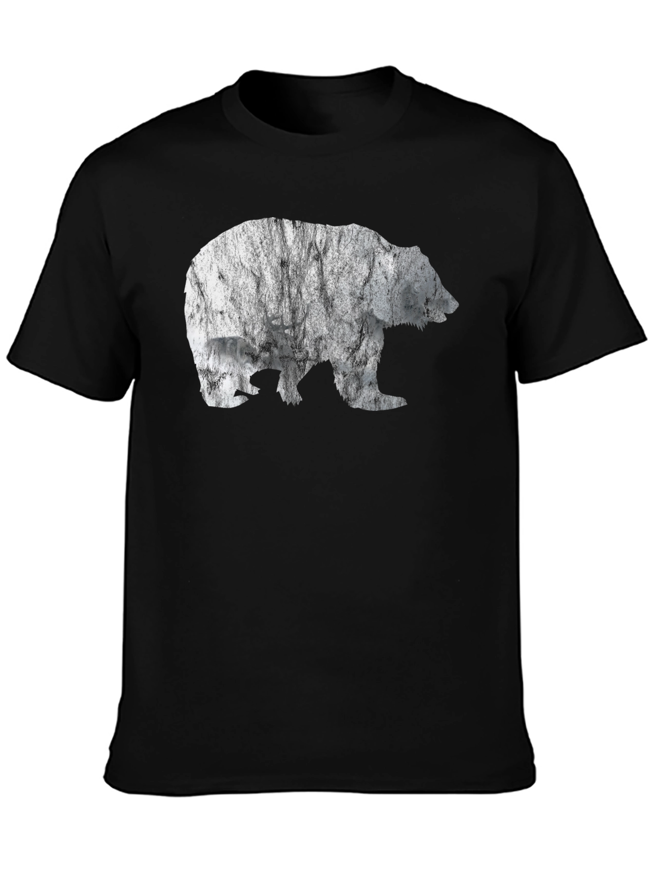 Black Bear Silhouette Black T-Shirt view 3