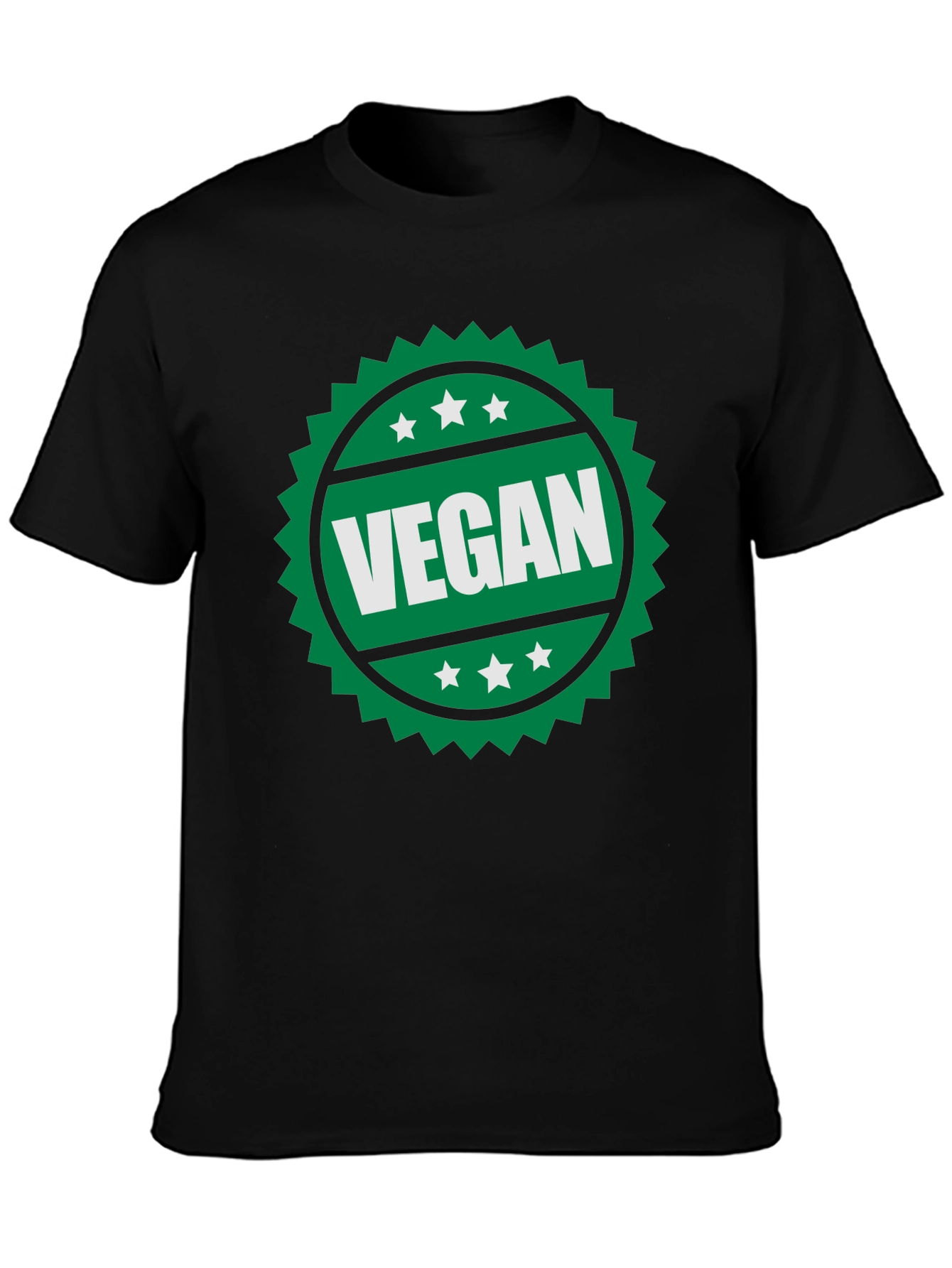 Black Vegan T-Shirt - Green Badge Design view 3