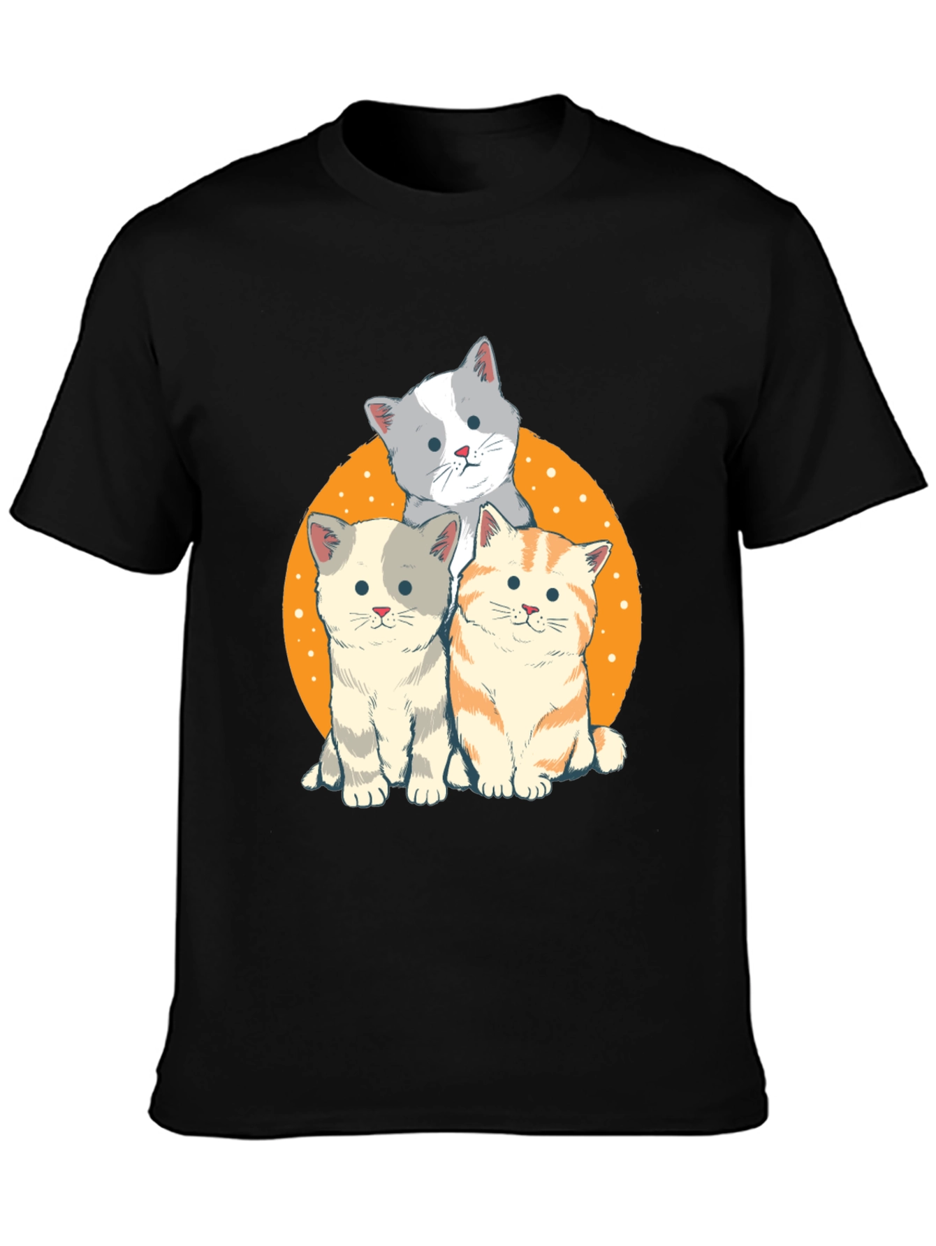 Black Cute Cats Graphic T-Shirt view 3