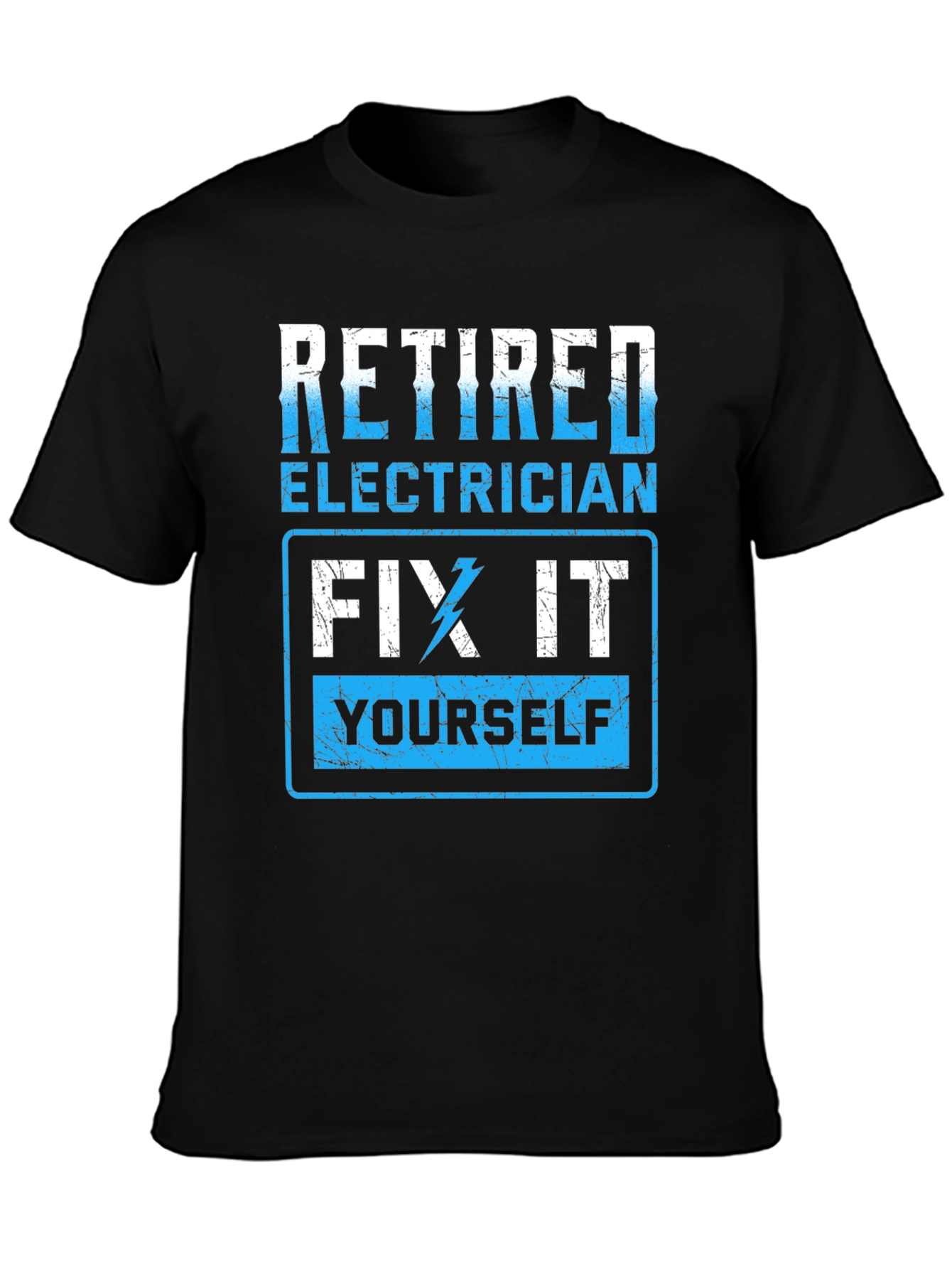 Black Retired Electrician Fix It Yourself T-Shirt view 3
