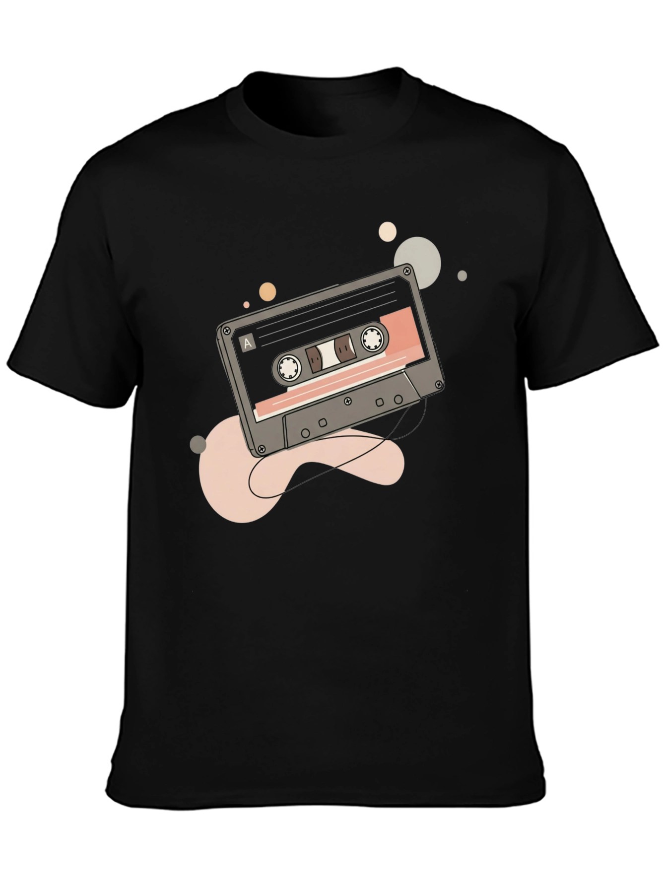 Black Retro Cassette Tape Graphic Tee - Classic Style view 3