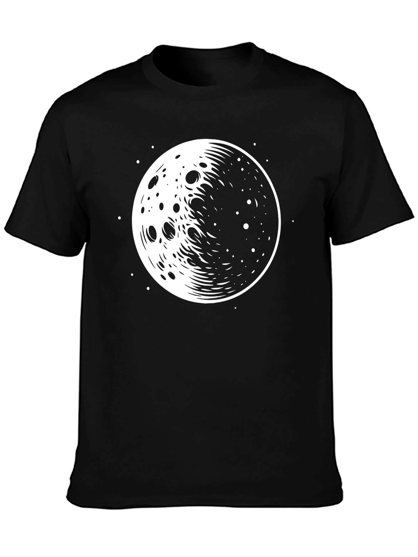 Black Lunar Graphic T-Shirt - Black Cotton Tee view 3