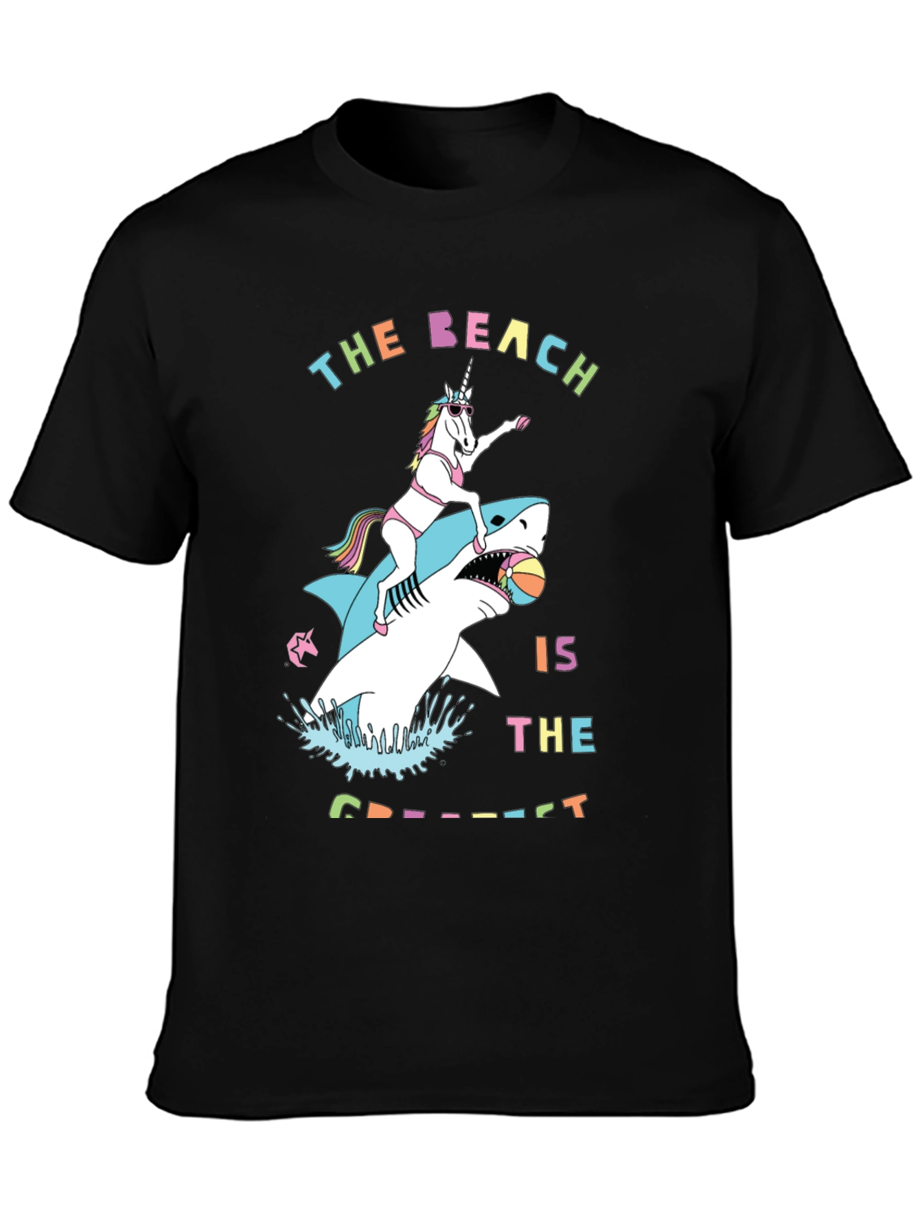 Black Unicorn Shark T-Shirt - The Beach is The Greatest view 3