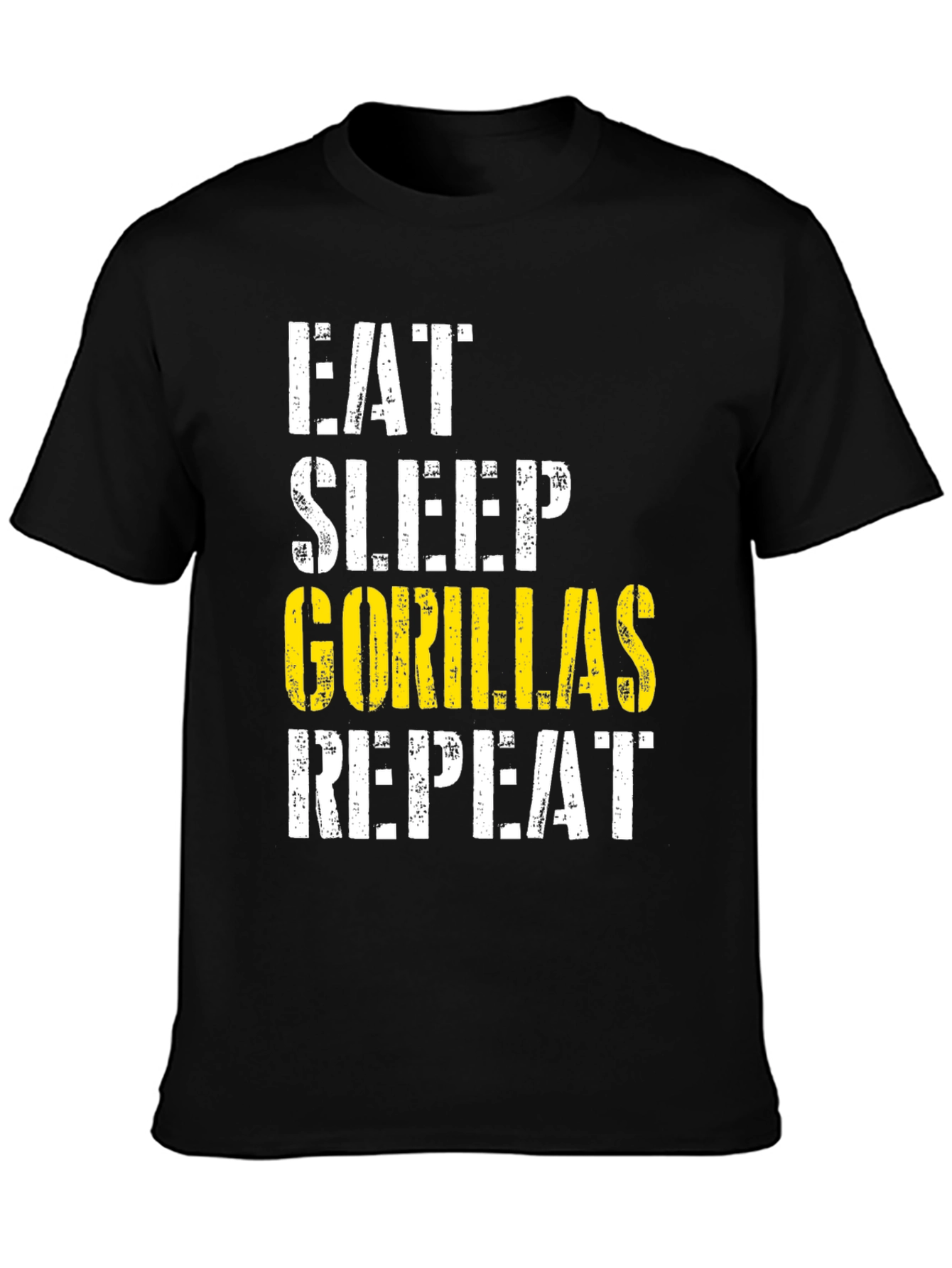 Black Eat Sleep Gorillas Repeat Black Graphic Tee view 3