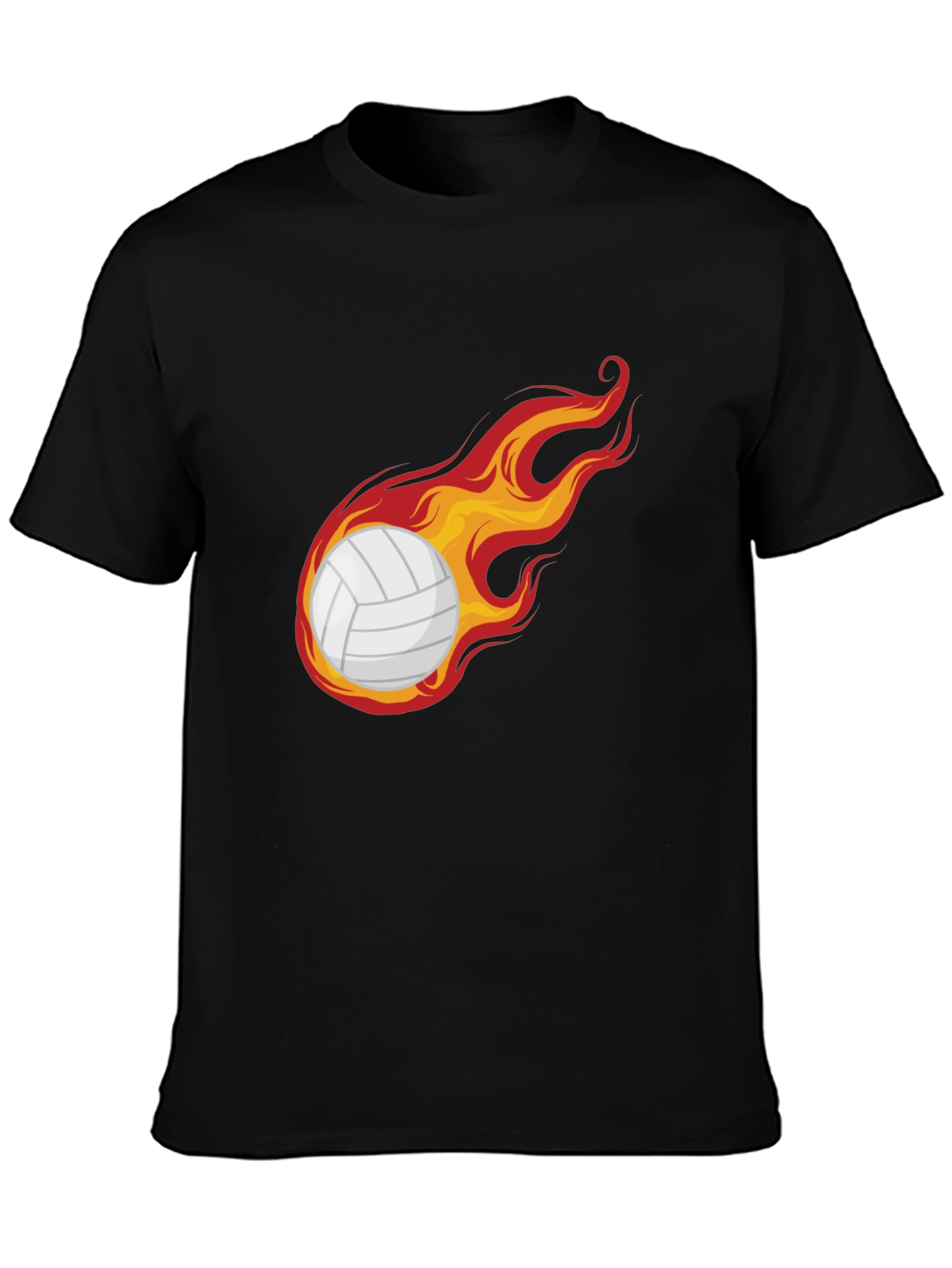 Black Flaming Volleyball Graphic Tee - Unique Design view 3