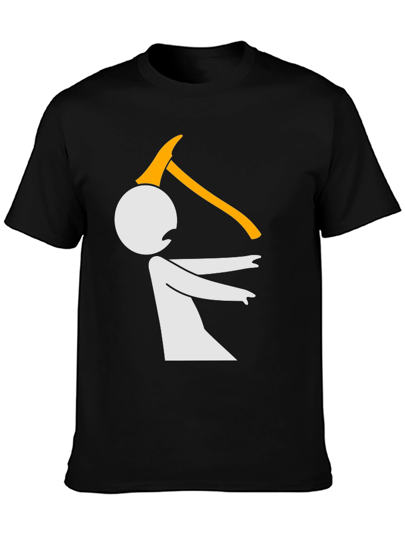 Black Funny Graphic Tee - Stick Figure Axe Humor T-Shirt view 3