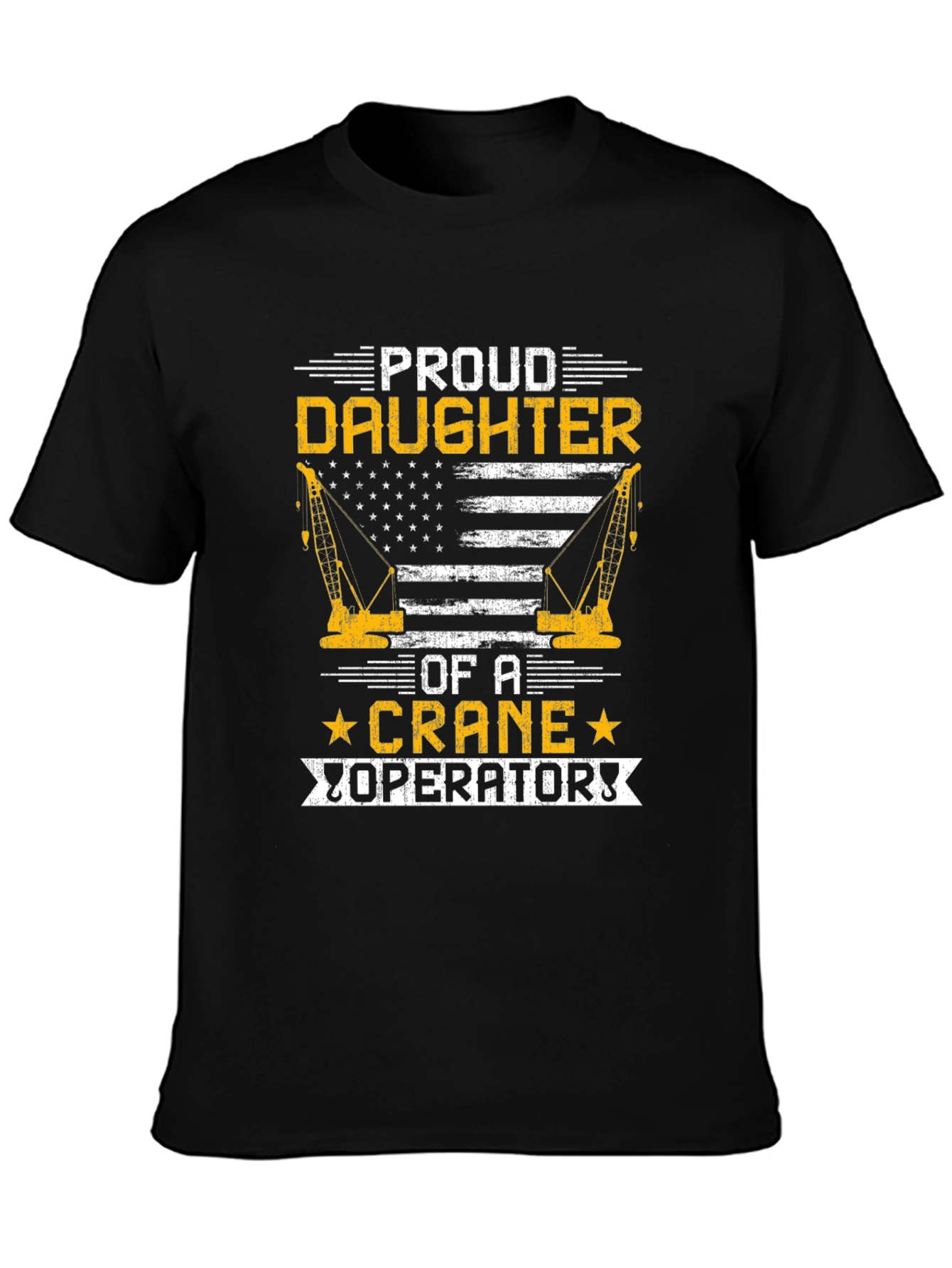 Black Proud Daughter Crane Operator T-Shirt view 3