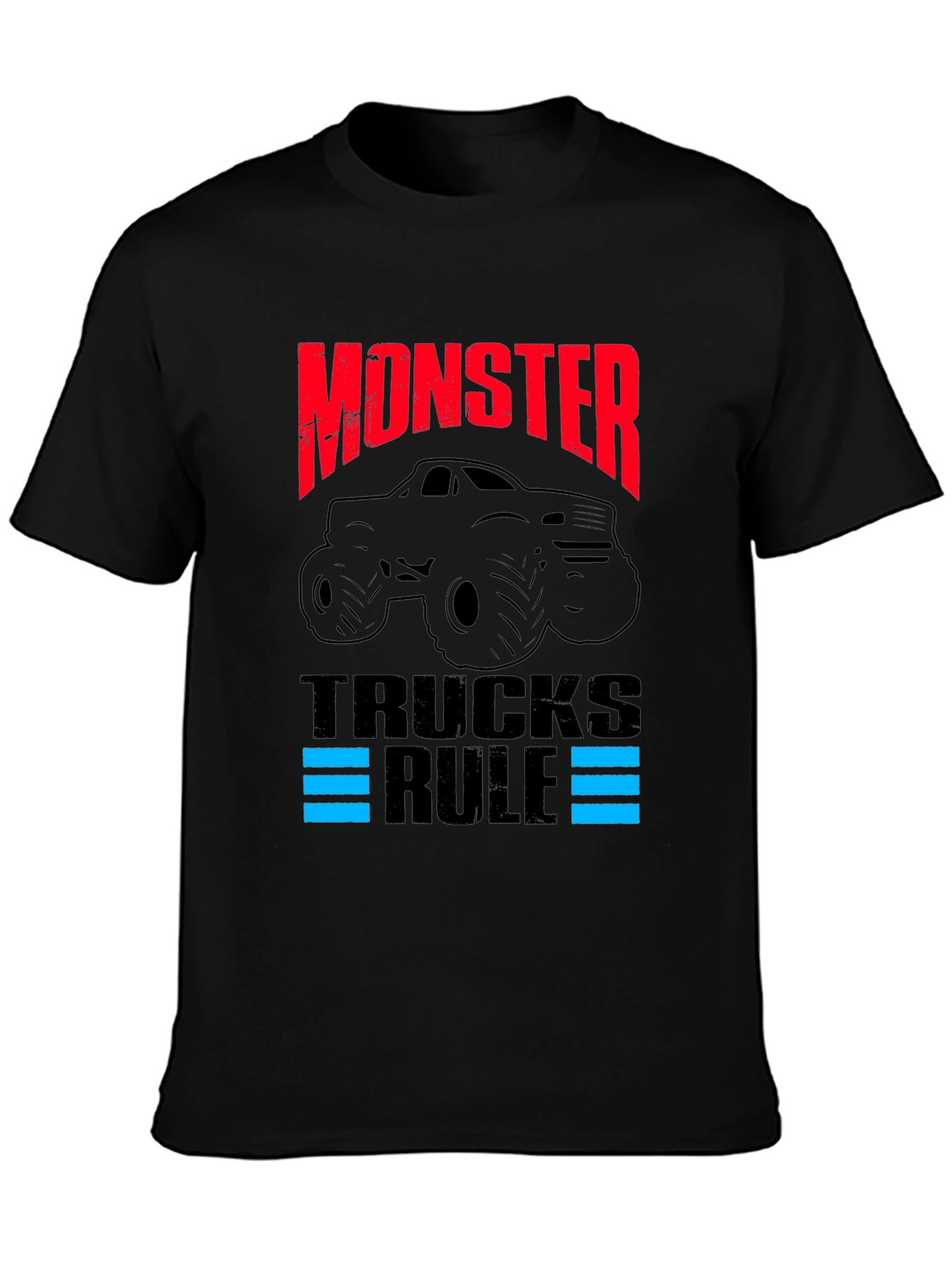 Black Monster Trucks Rule Graphic T-Shirt view 3