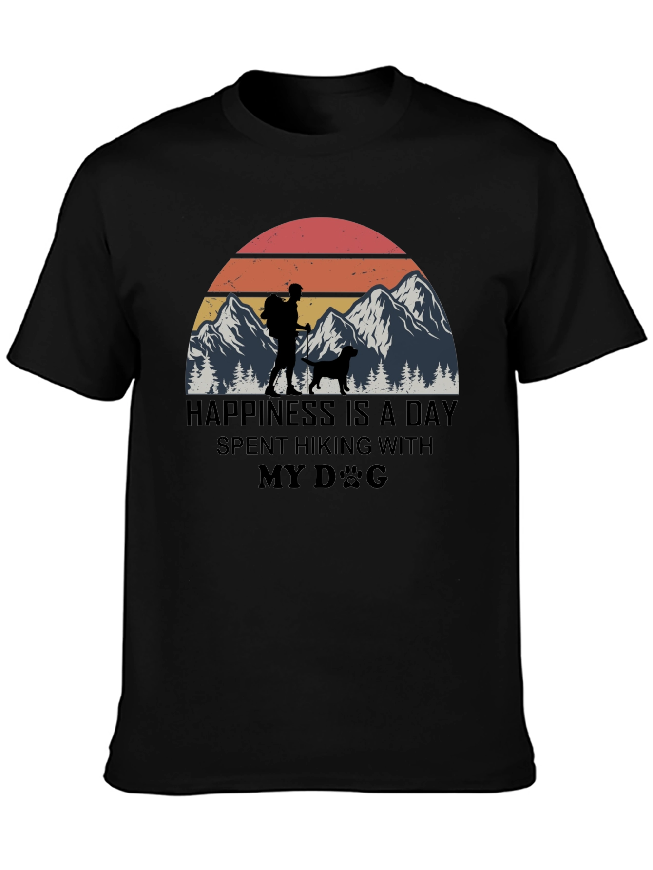 Black Happiness is Hiking with My Dog T-Shirt view 3