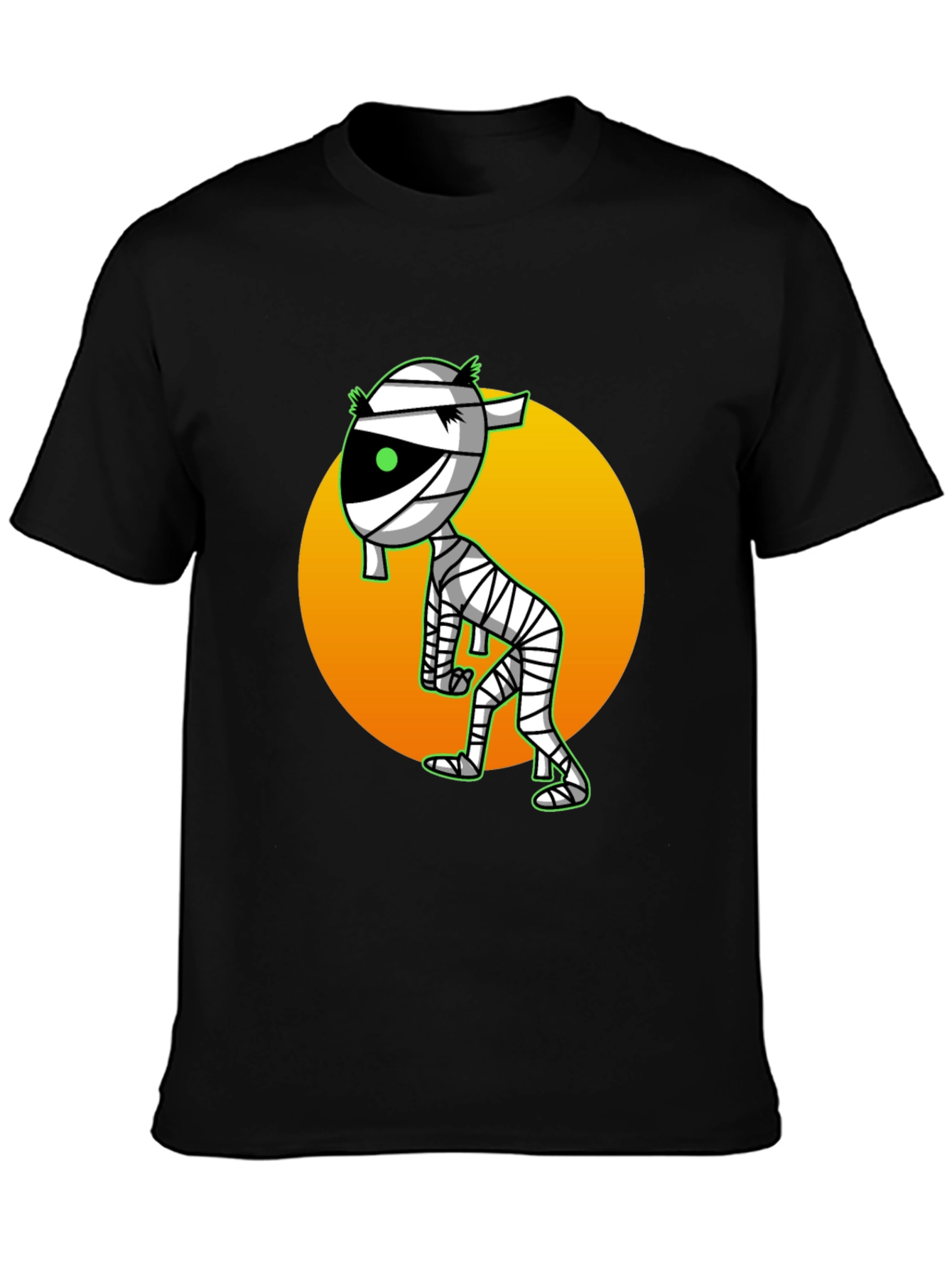 Black Mummy Cartoon T-Shirt - Spooky Fun view 3