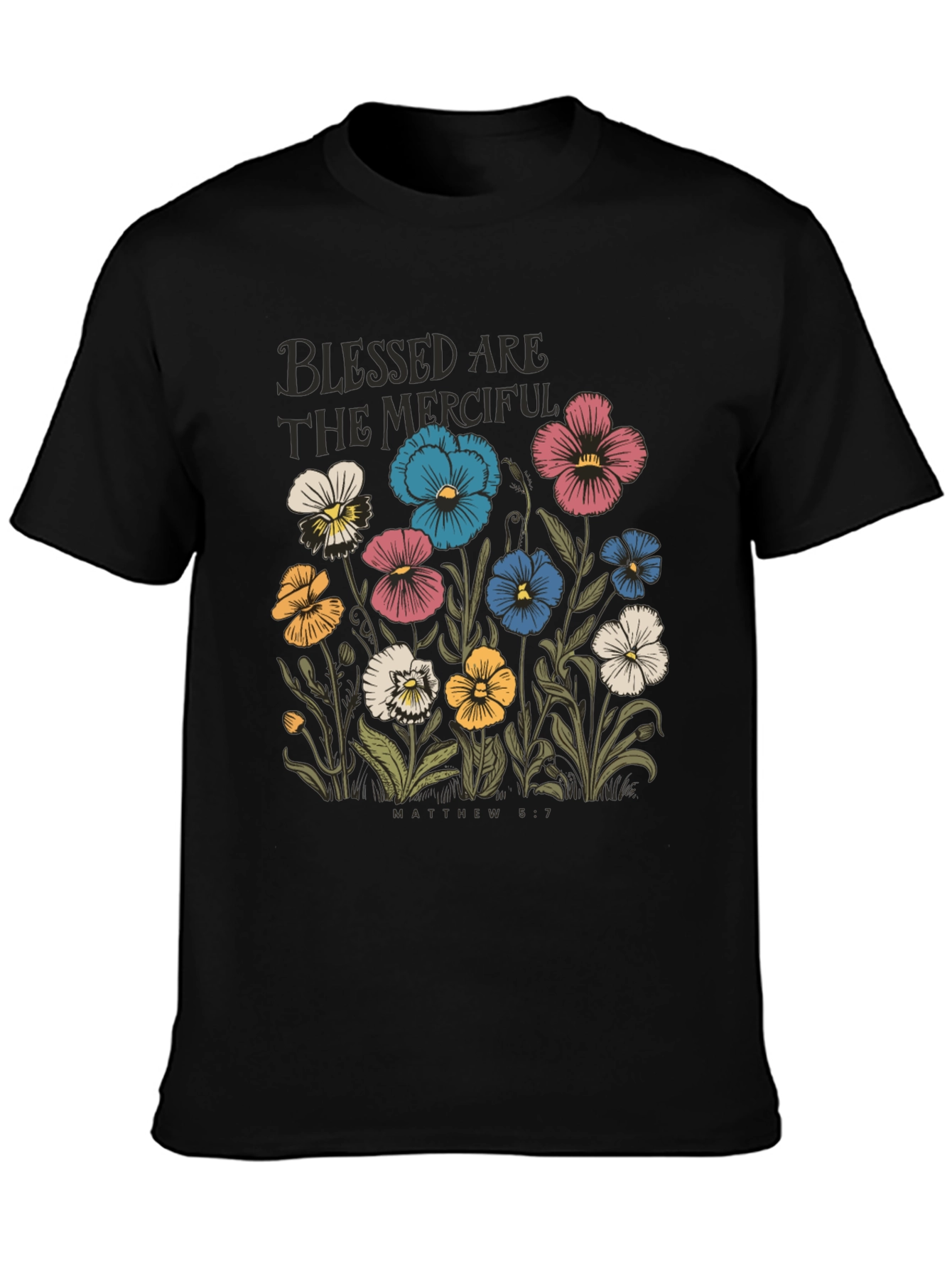 Black Blessed Are The Merciful Floral Tee view 3
