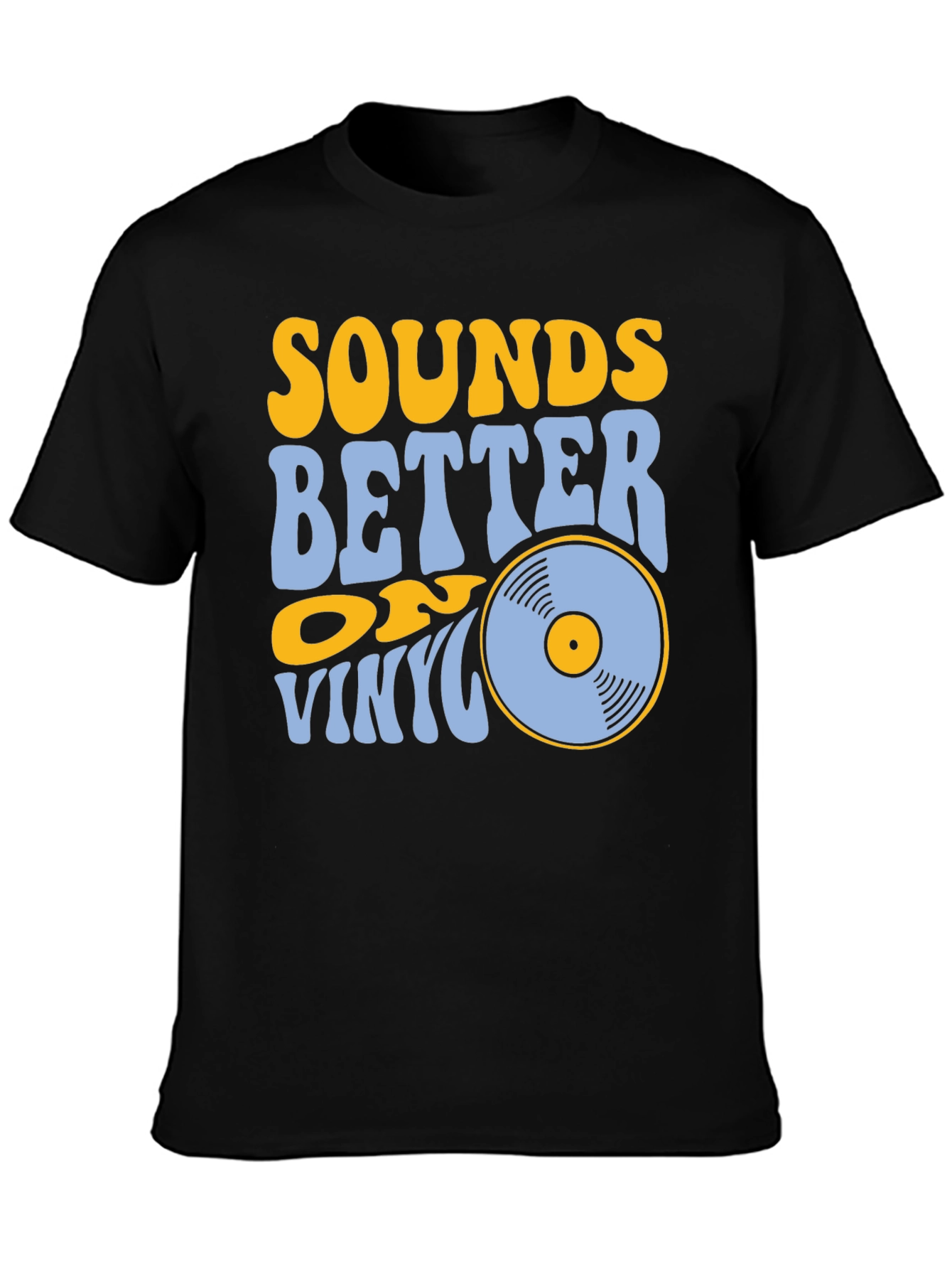 Black Sounds Better on Vinyl Black T-Shirt view 3