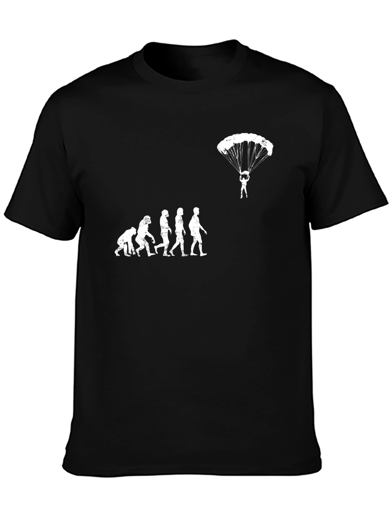 Black Evolution of Man Parachute T-Shirt view 3