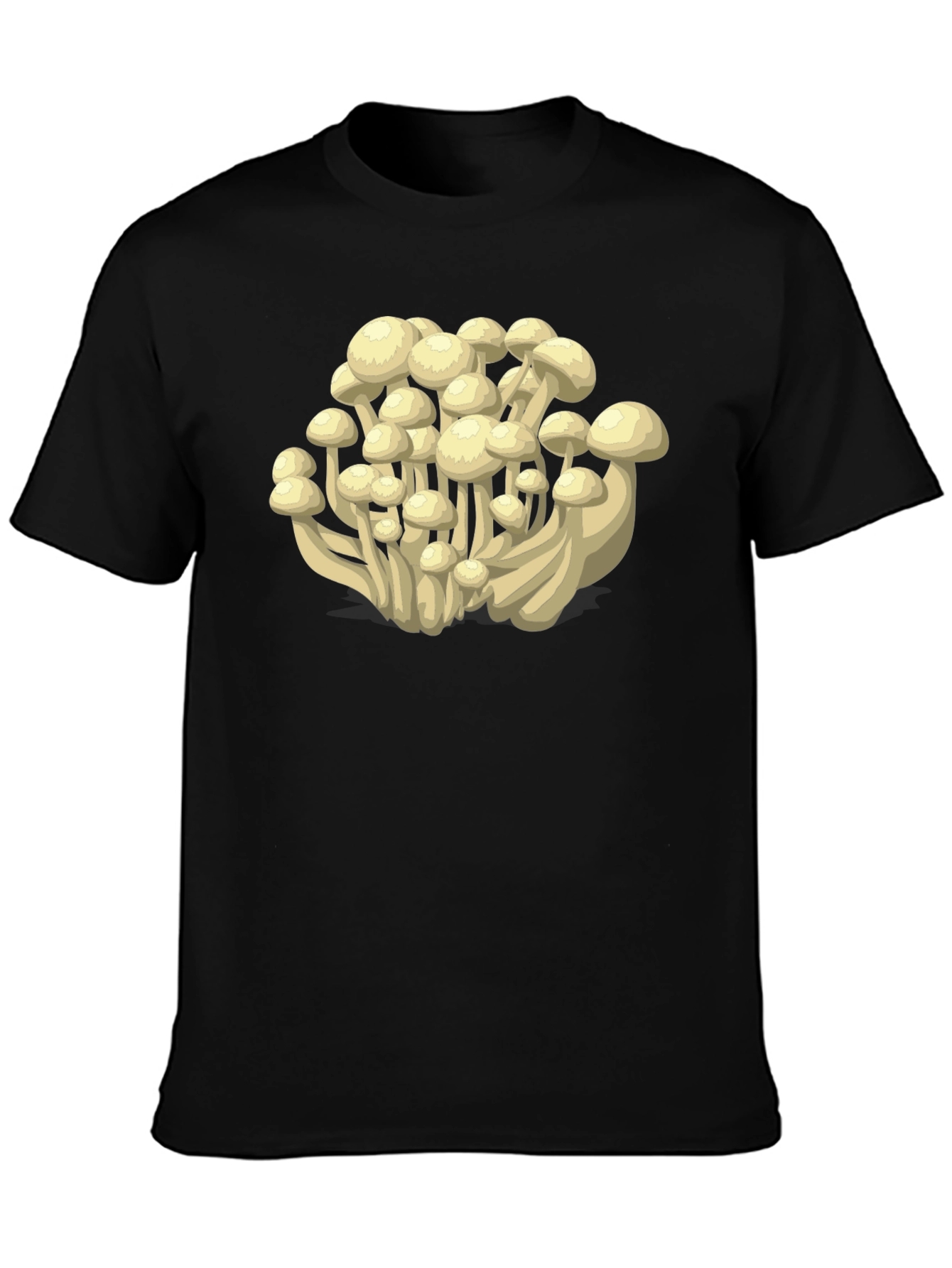 Black Mushroom Print T-Shirt - Funky Fungi Fashion view 3