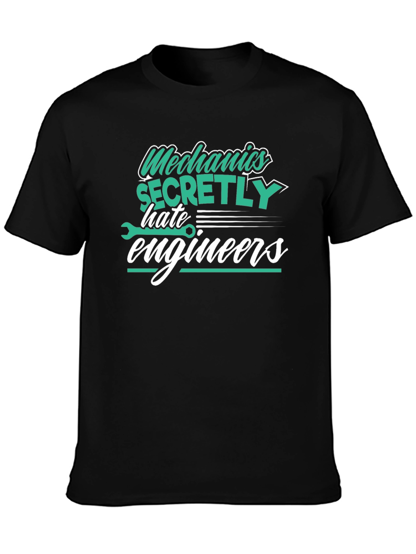 Black Mechanics Hate Engineers Black Graphic T-Shirt view 3