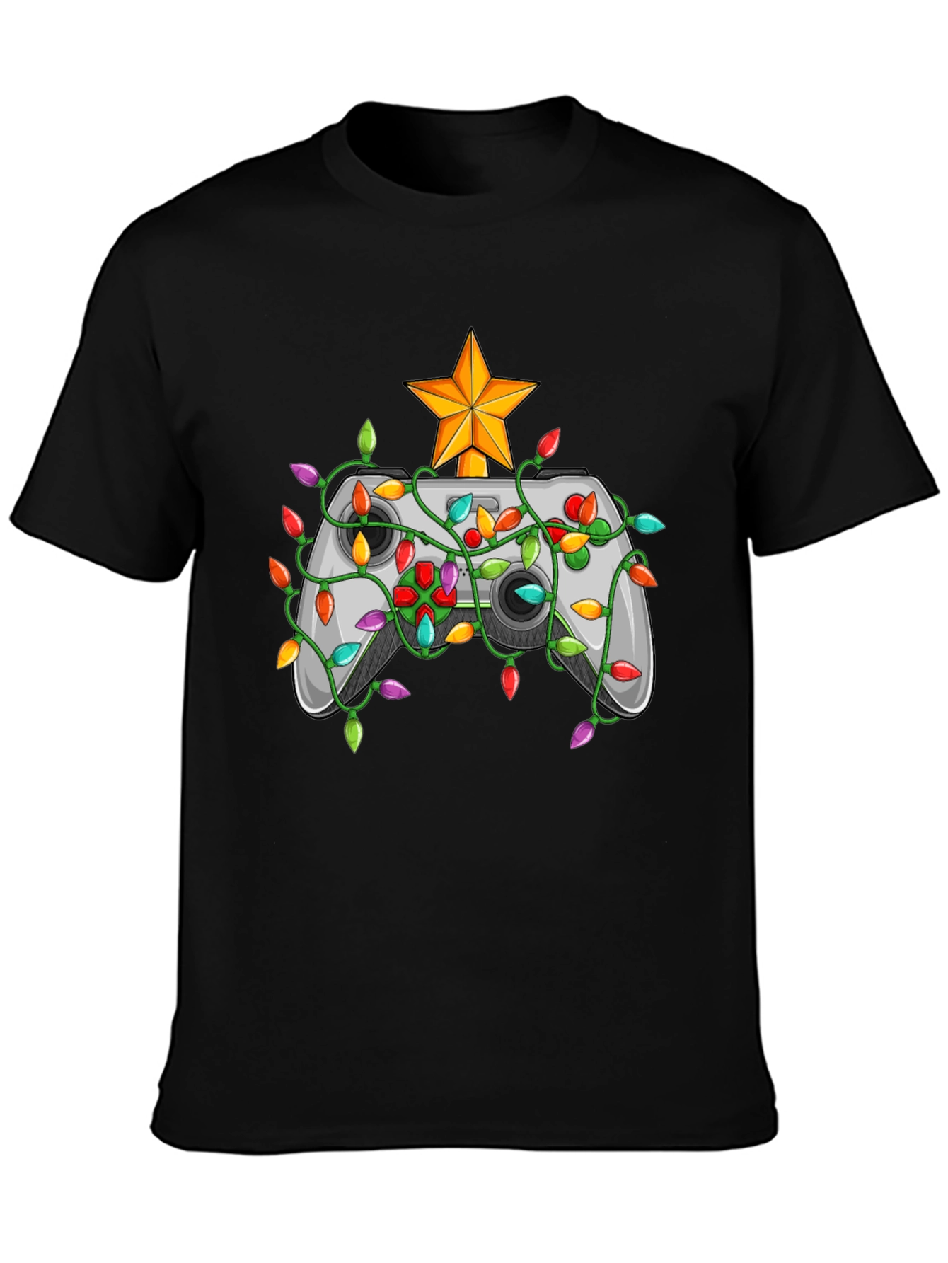 Black Gamer Christmas T-Shirt - Holiday Gaming Tee view 3