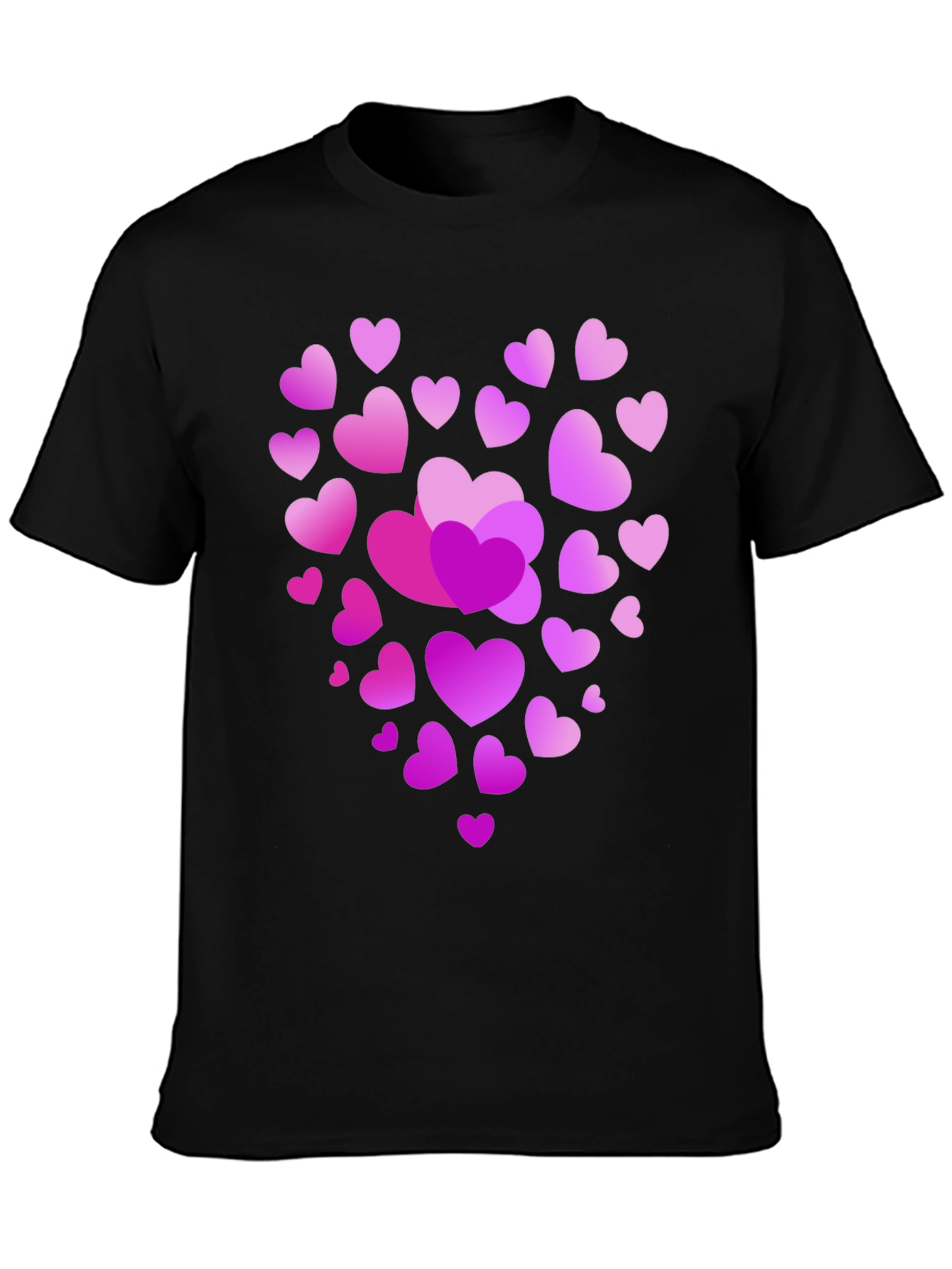 Black Heart Print Black T-Shirt view 3