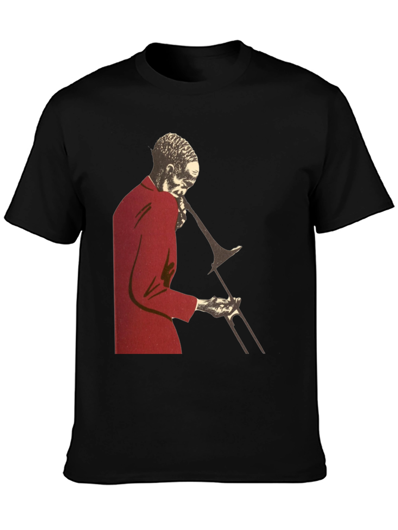 Black Jazz Trombone Player T-Shirt - Black view 3