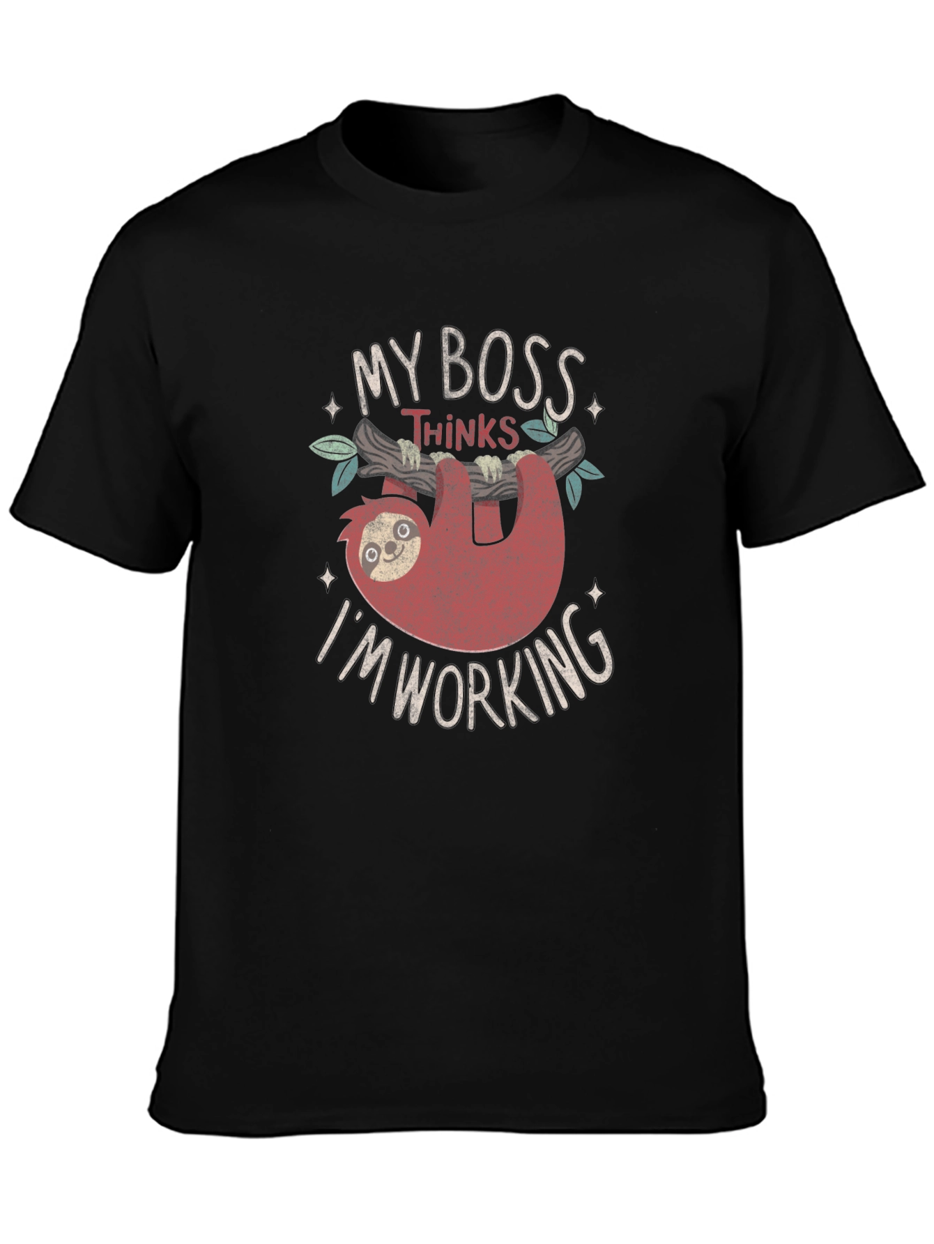 Funny Sloth My Boss Thinks I'm Working T-Shirt - 3