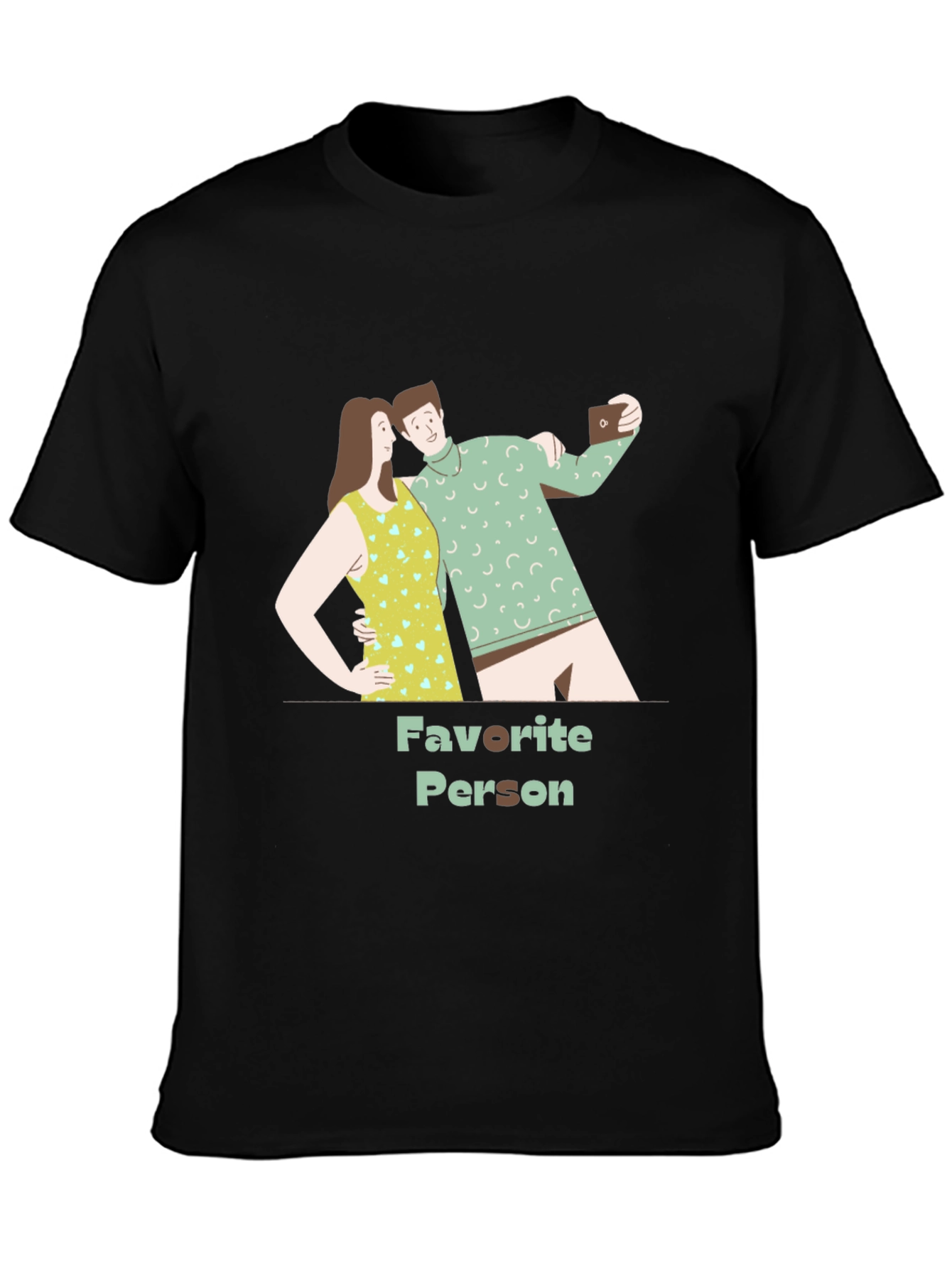Black Favorite Person Graphic Tee - Stylish Couple Design view 3